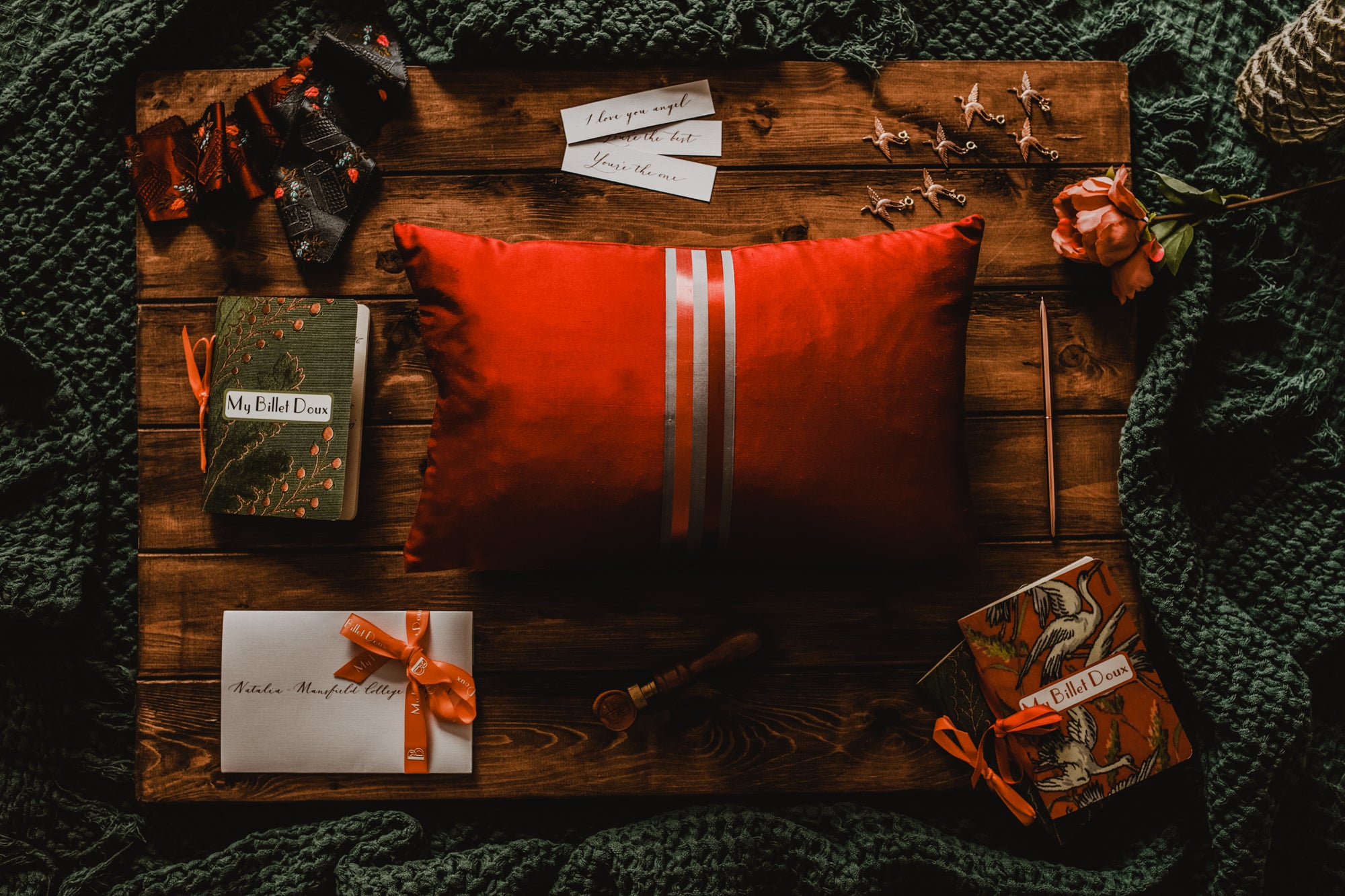 "Deux Rayures" Fuschia pink silk cushion - MyBilletDoux.com