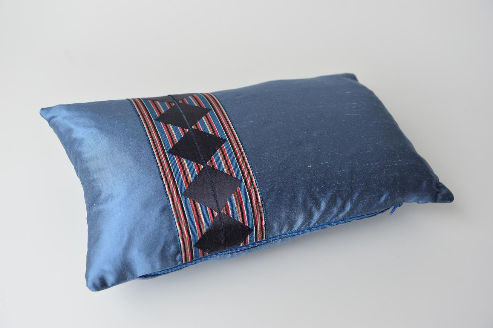 "ZigZag" Rivera blue silk cushion - MyBilletDoux.com