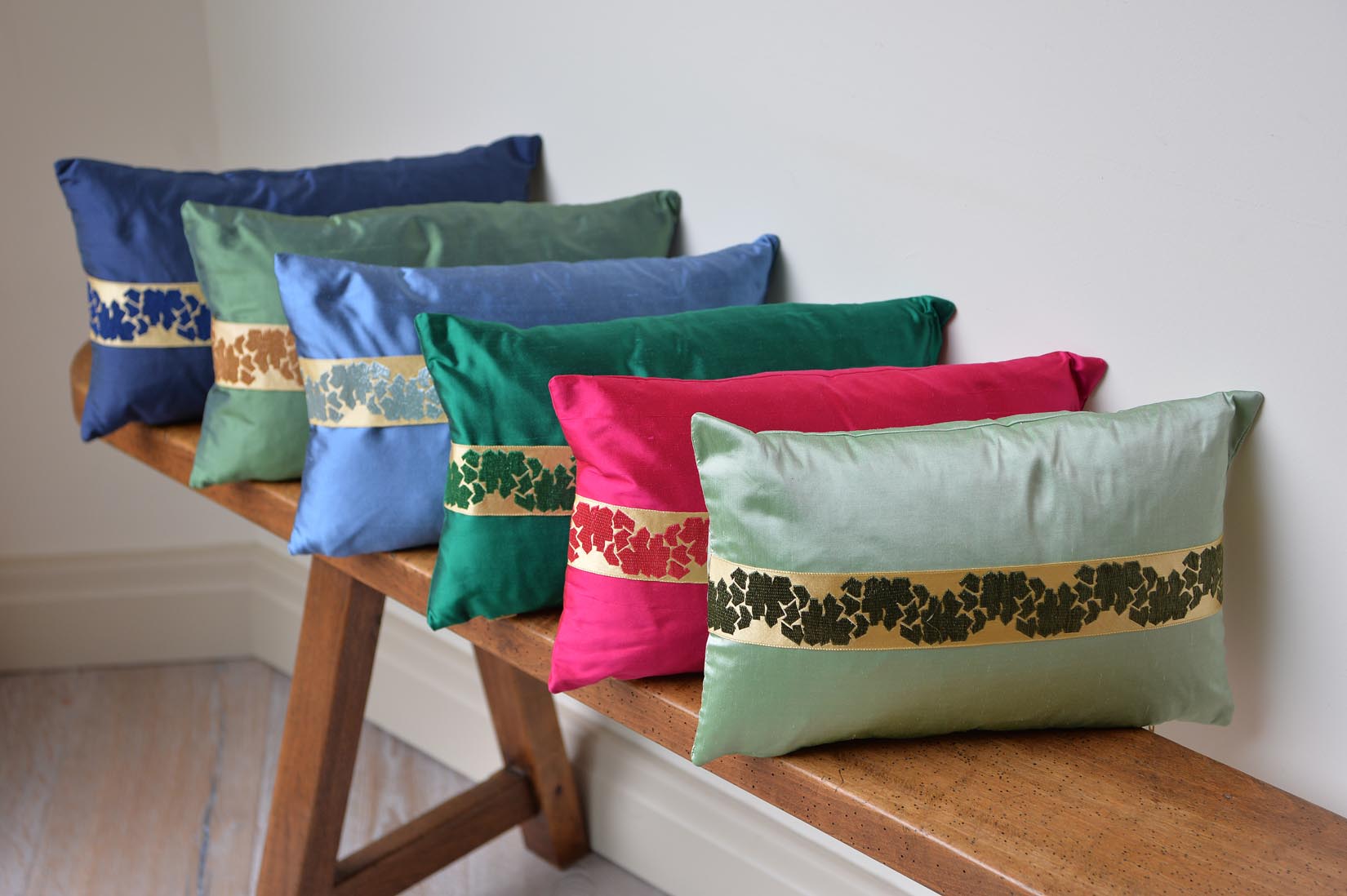 "Fragment" Oasis blue silk cushion - MyBilletDoux.com