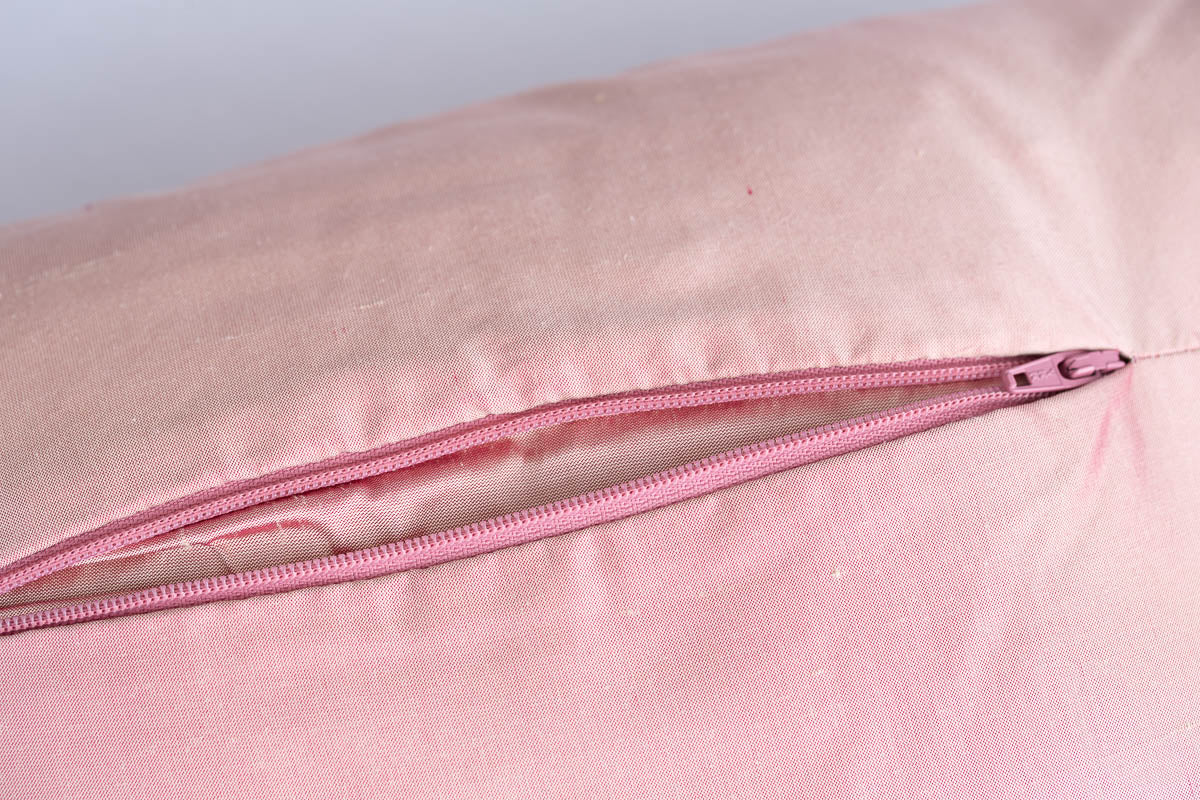 "Ottoman" stripe pink silk cushion