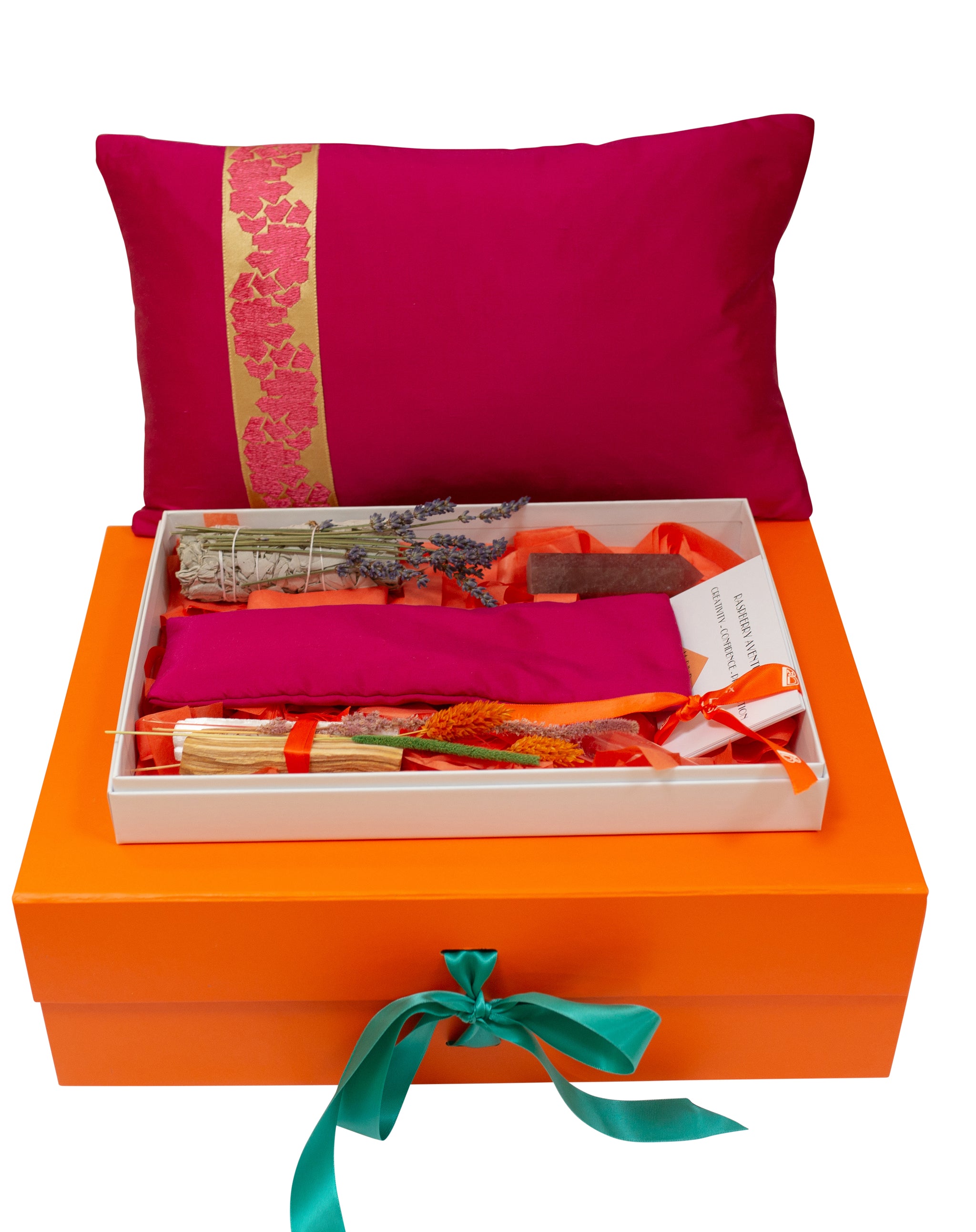 Rituel gift cushion "Fragment" hot pink set with raspberry aventurine