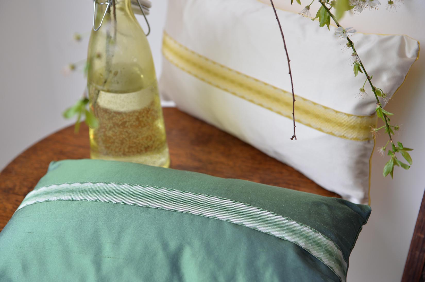 "Arlequin" Ivory silk cushion - MyBilletDoux.com