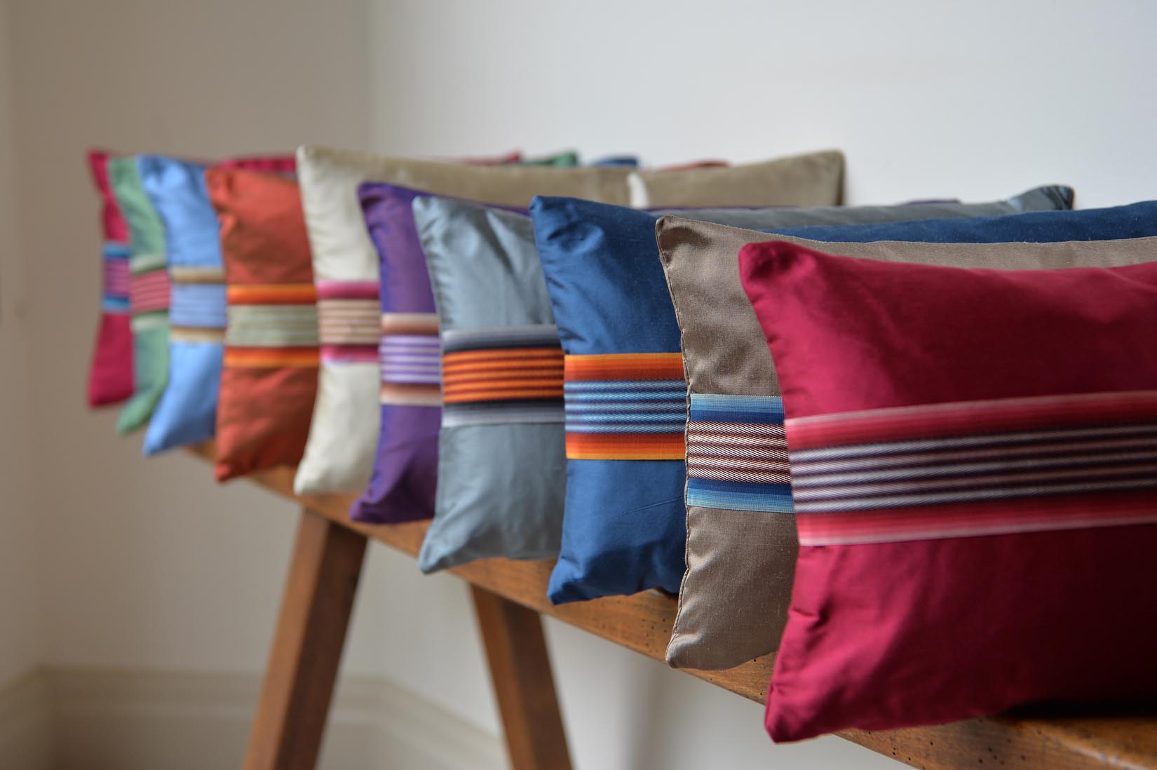 "Bandeau" Fuchsia pink silk cushion - MyBilletDoux.com