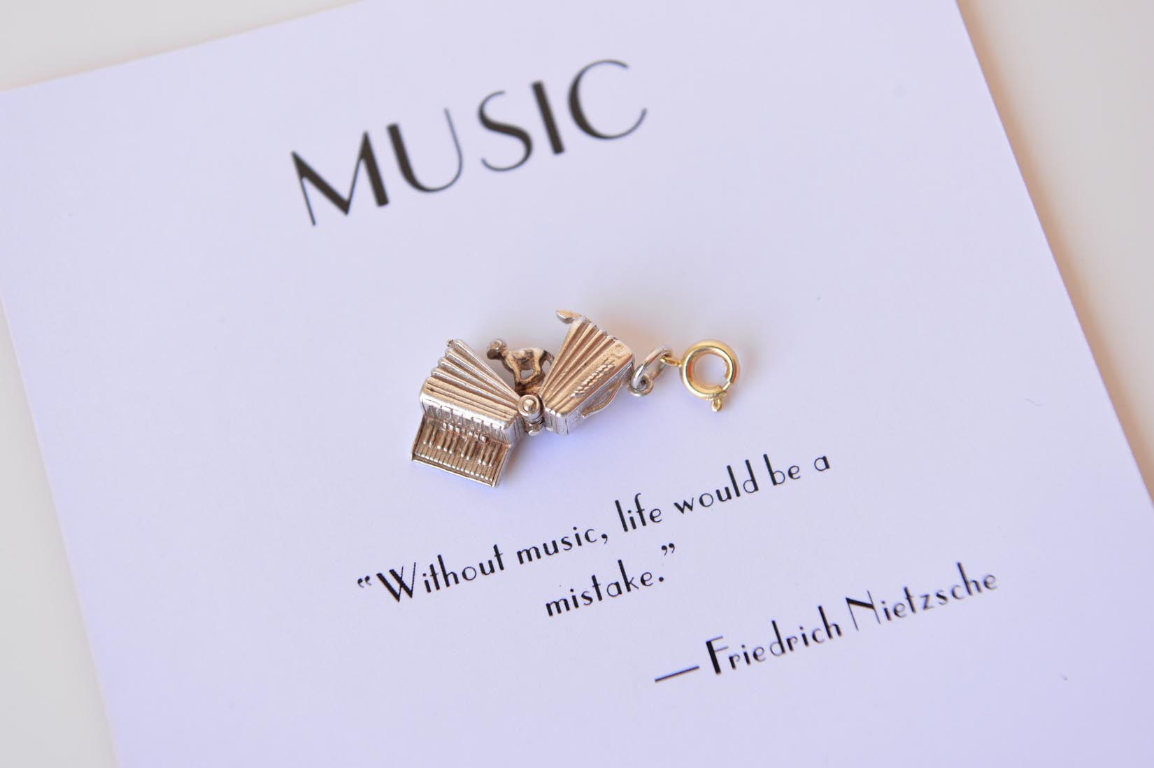 Silver accordion charm - MyBilletDoux.com