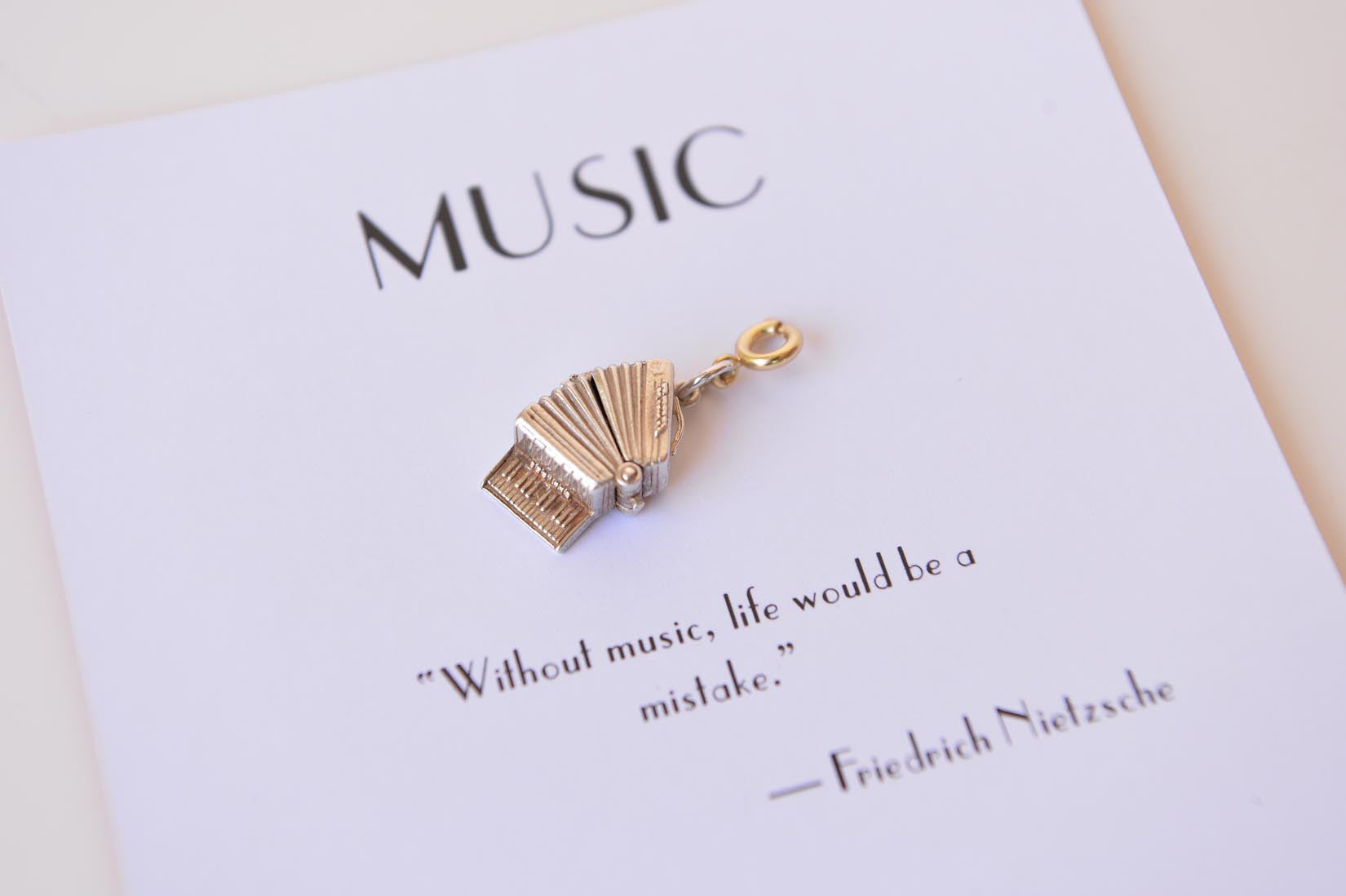 Silver accordion charm - MyBilletDoux.com