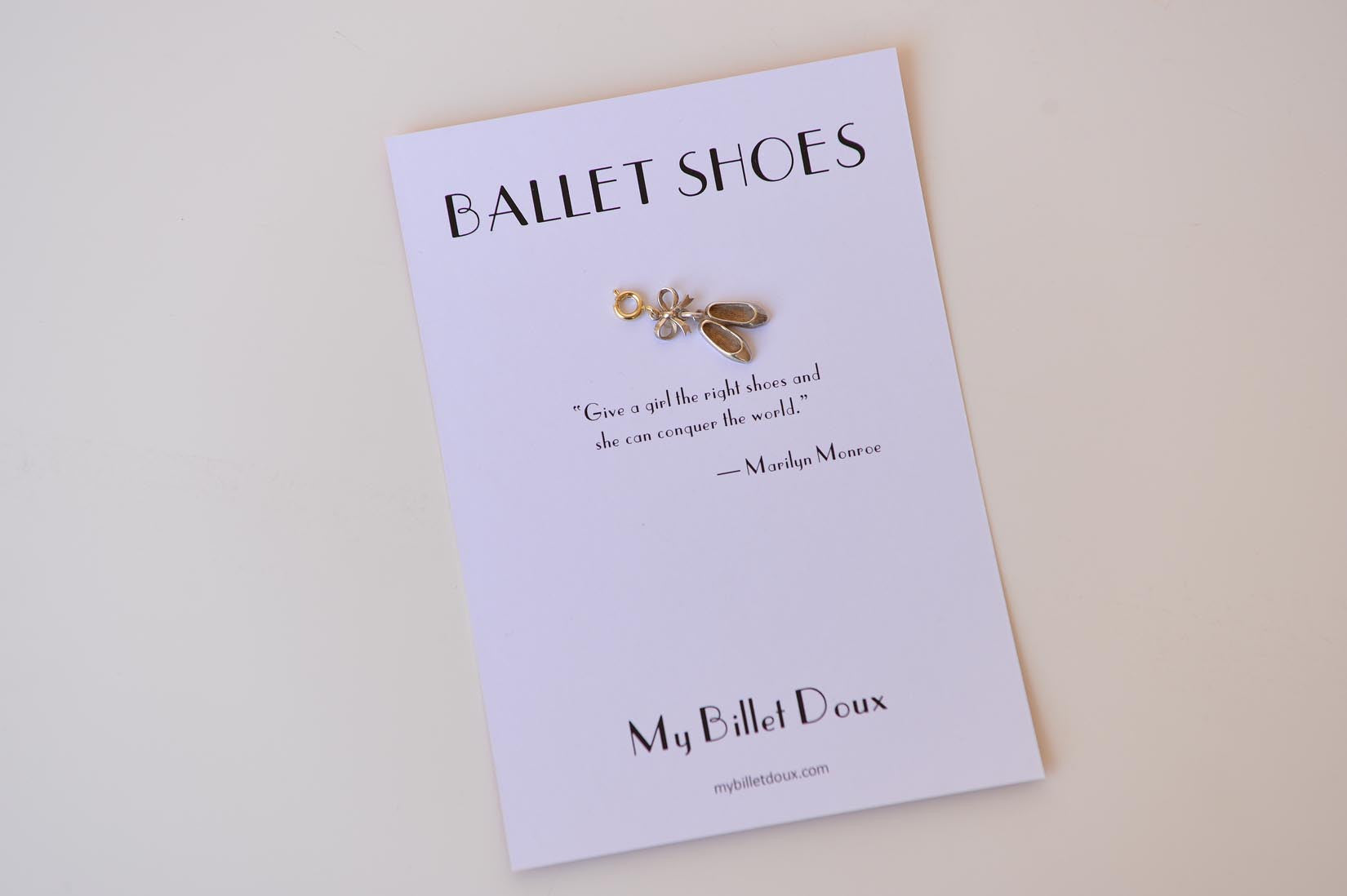 Silver ballet shoes charm - MyBilletDoux.com