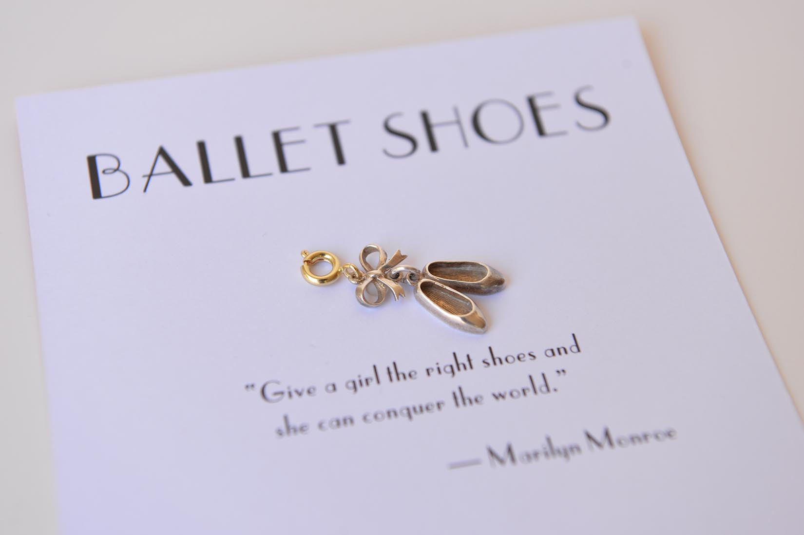 Silver ballet shoes charm - MyBilletDoux.com