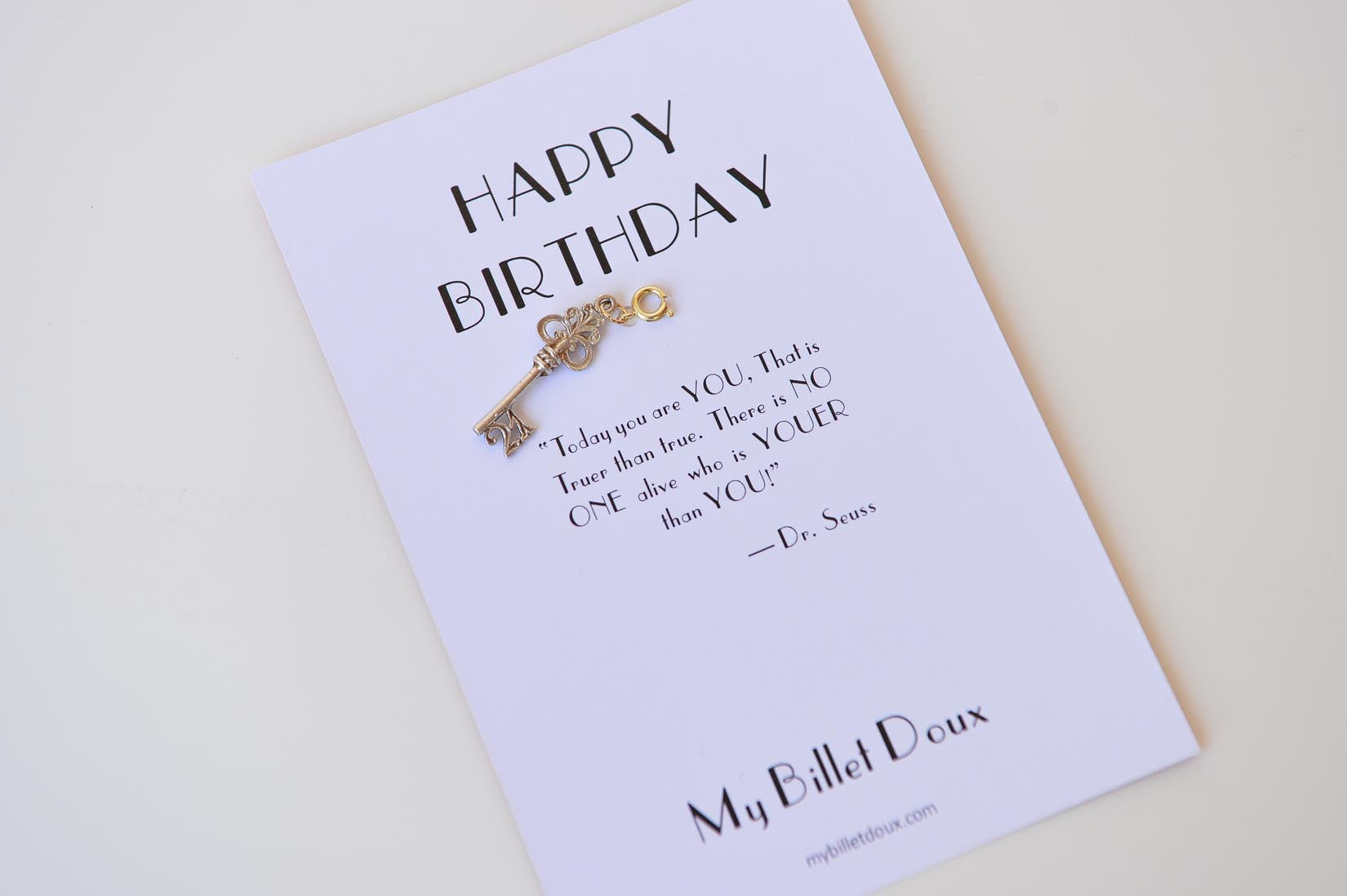 Silver key charm - MyBilletDoux.com