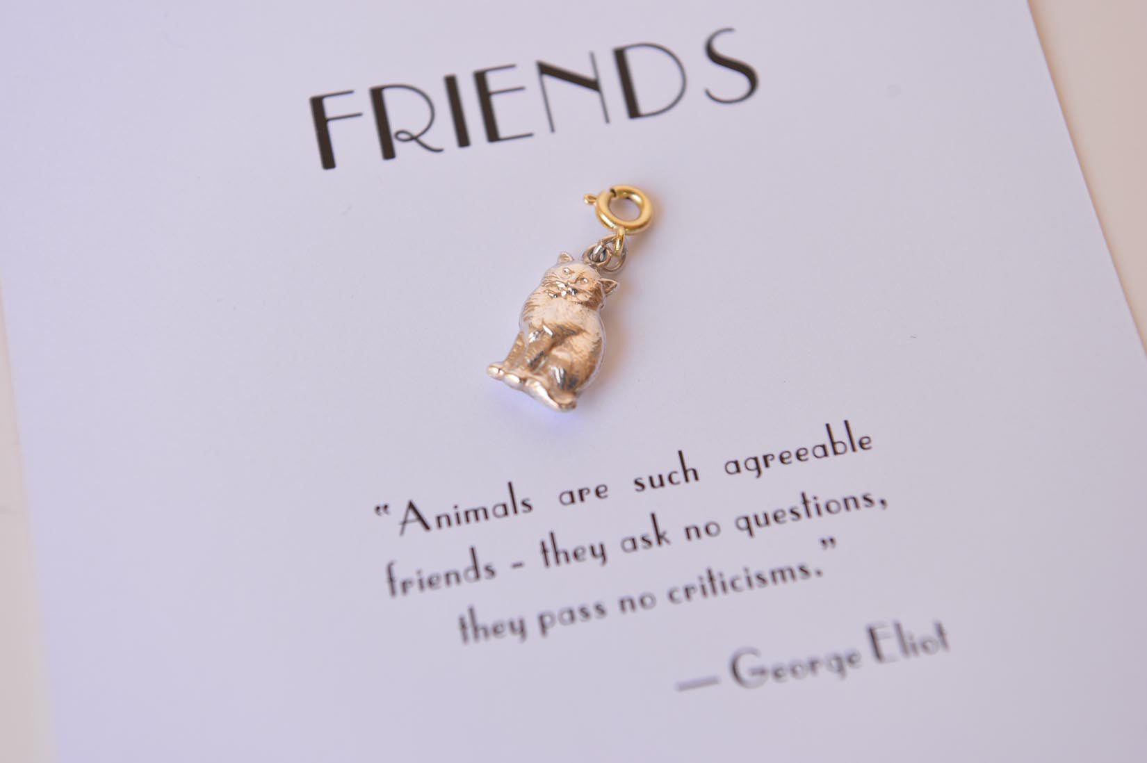 Silver sitting cat charm - MyBilletDoux.com