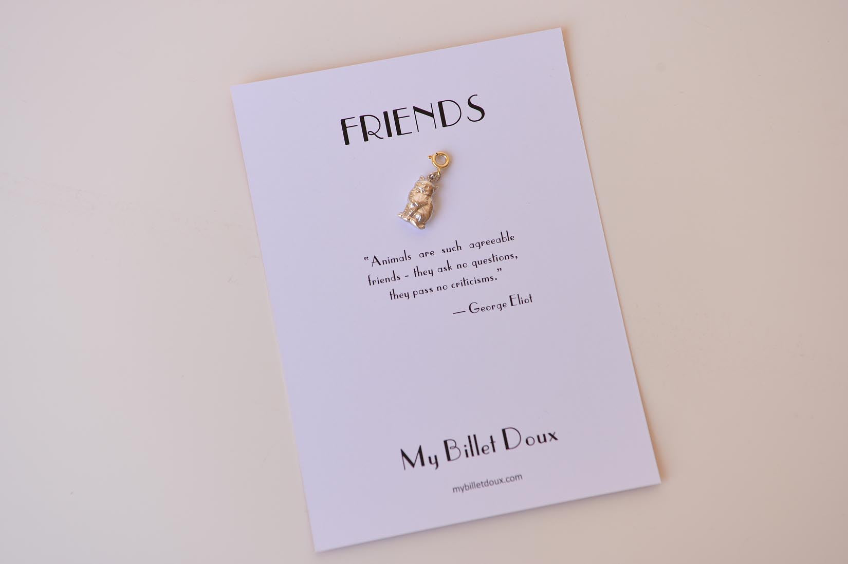 Silver sitting cat charm - MyBilletDoux.com