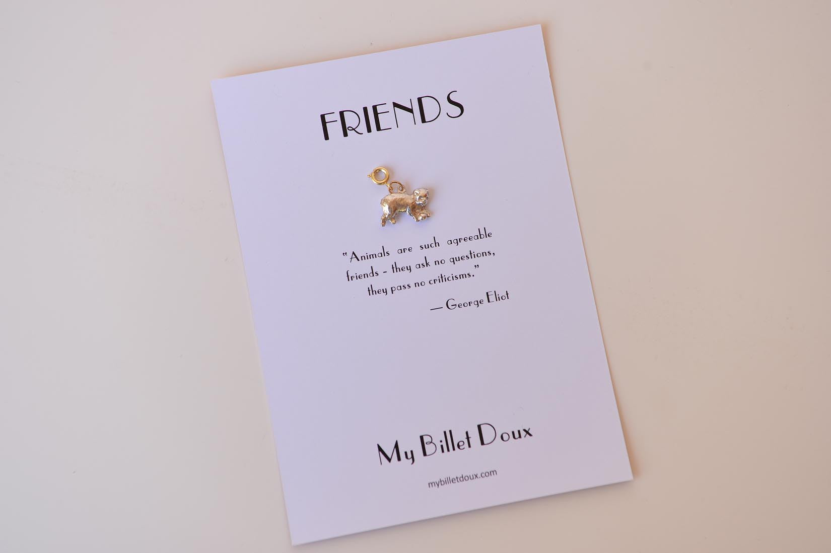 Silver cat with a ball charm - MyBilletDoux.com