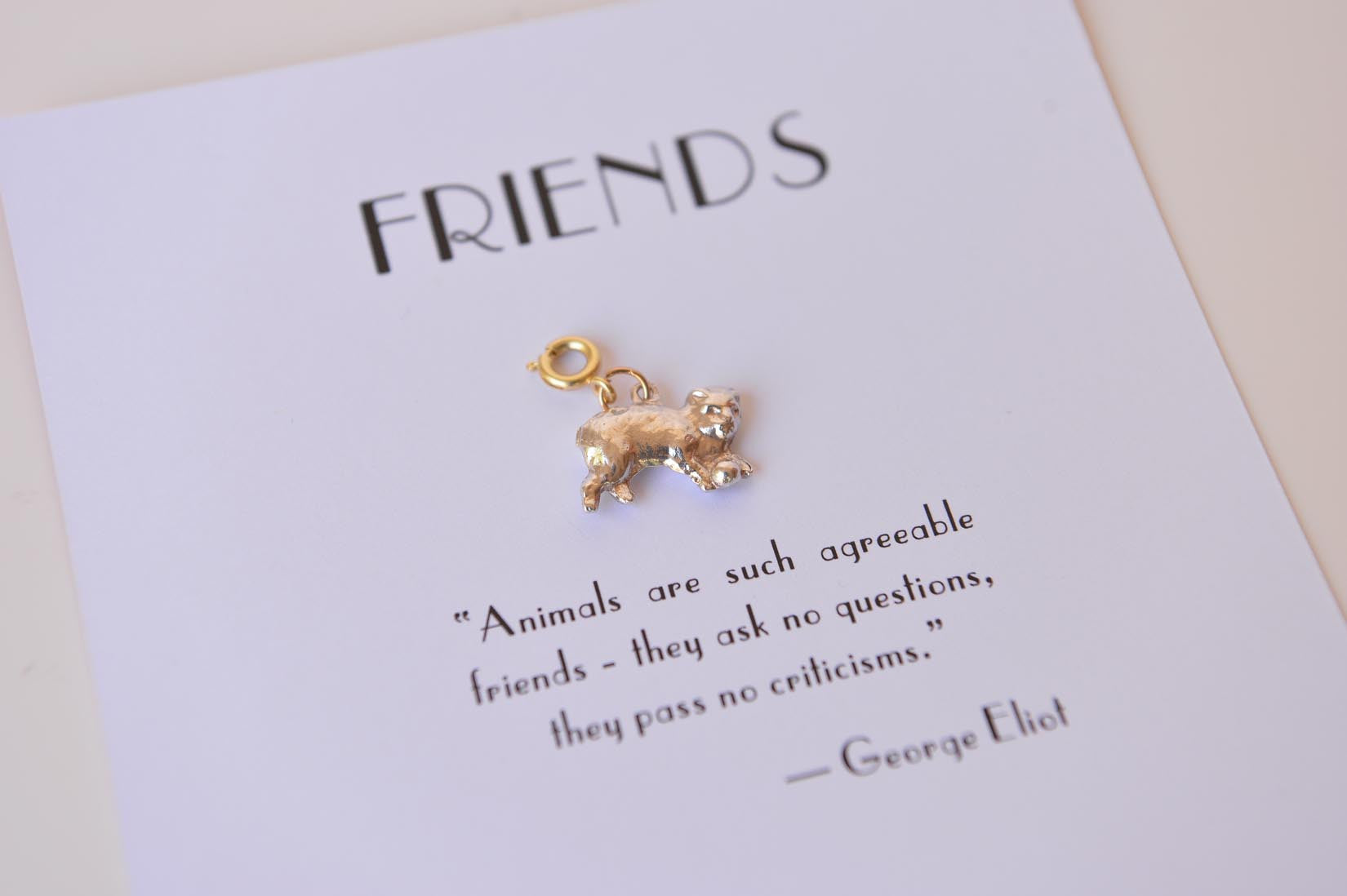 Silver cat with a ball charm - MyBilletDoux.com