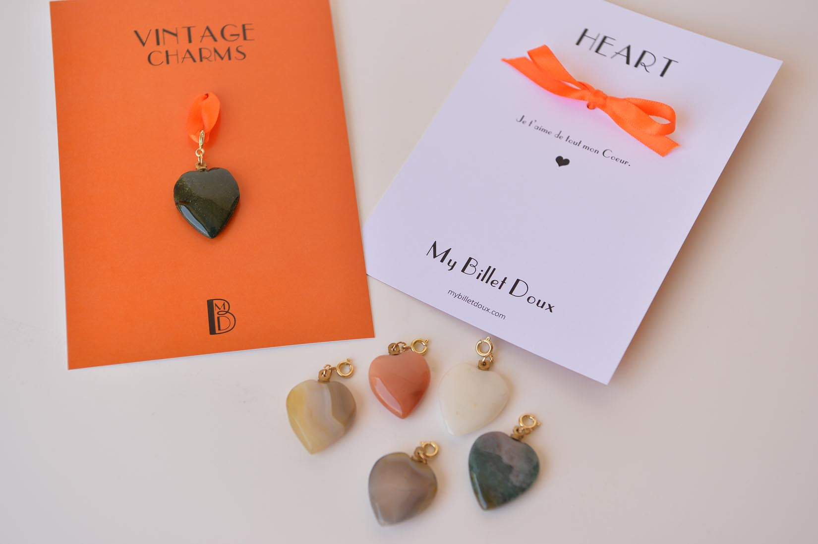 Hard stone heart charm - MyBilletDoux.com