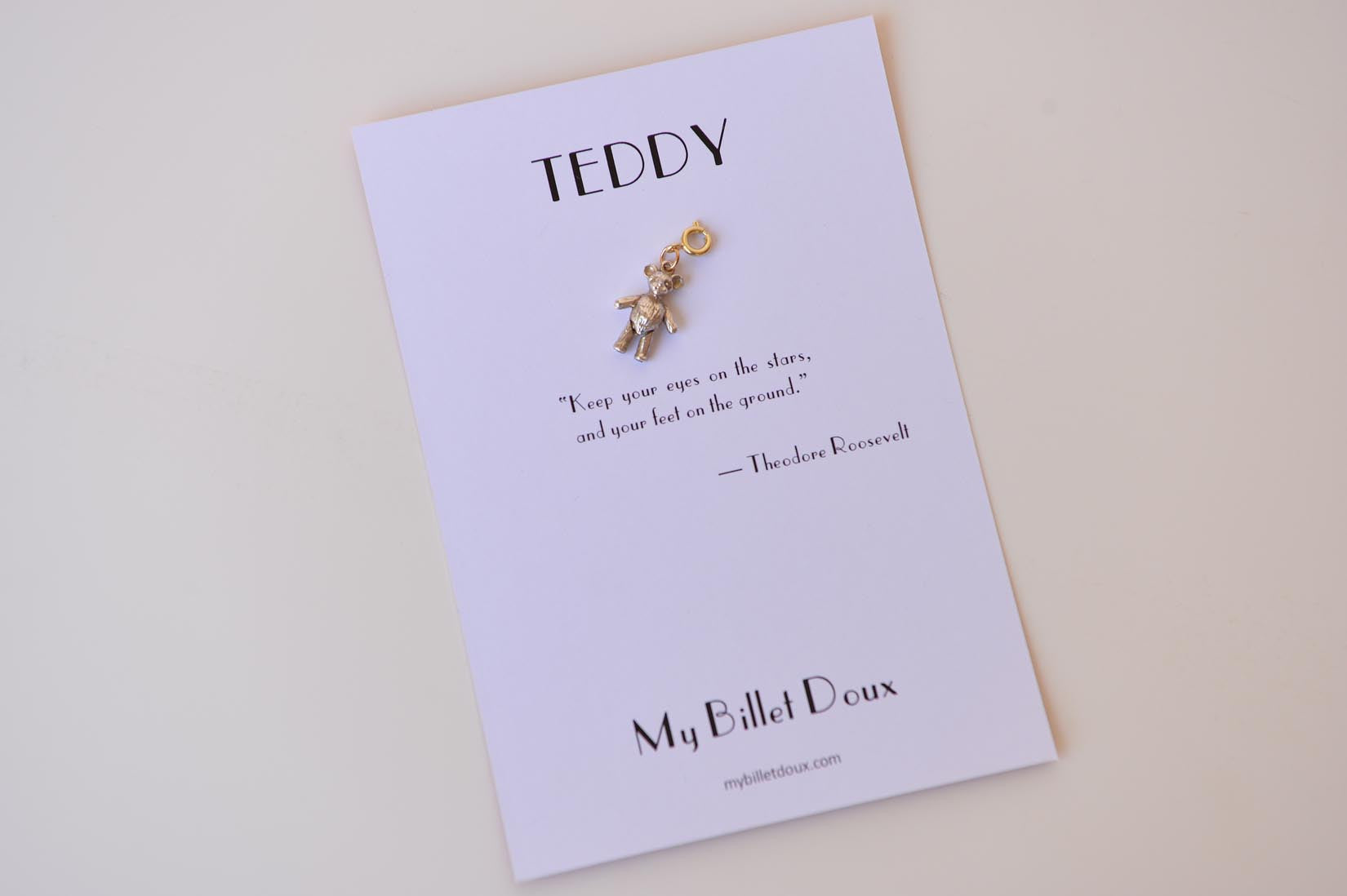 Silver teddy bear charm - MyBilletDoux.com
