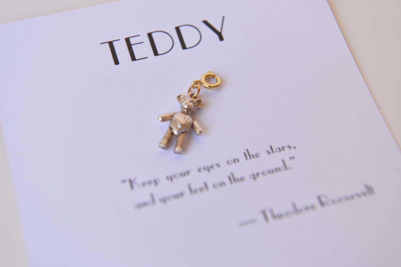 Silver teddy bear charm - MyBilletDoux.com