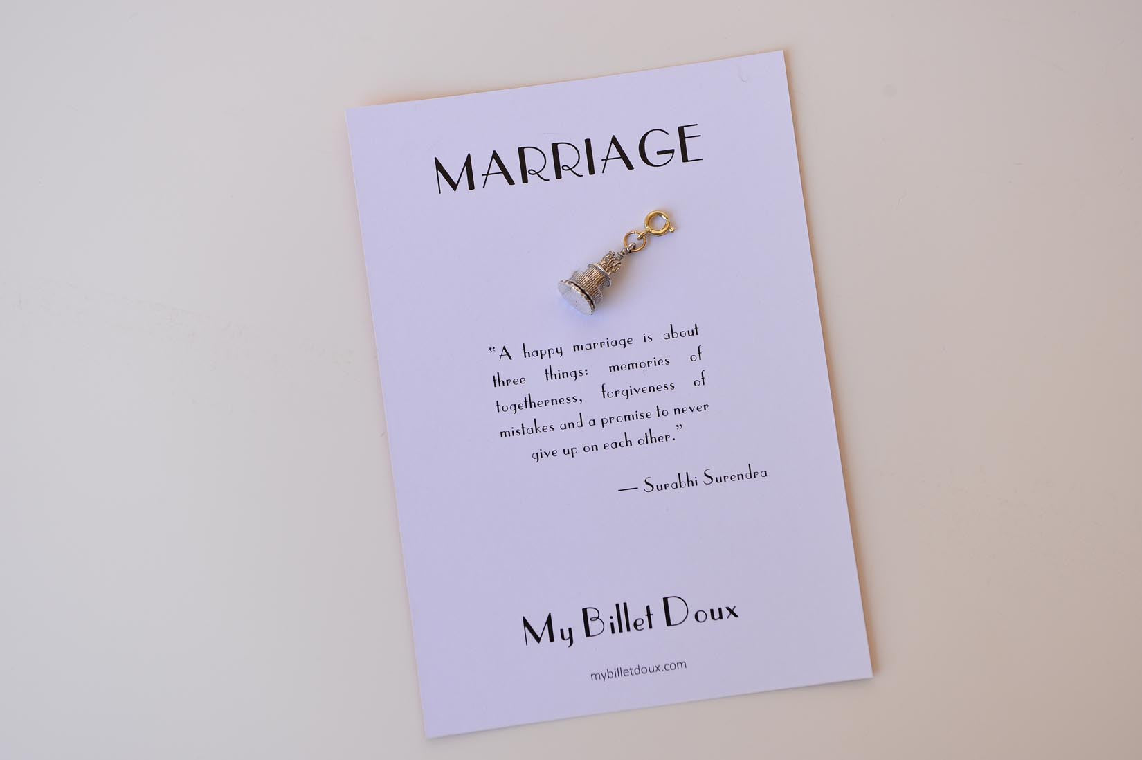 Silver wedding cake charm - MyBilletDoux.com