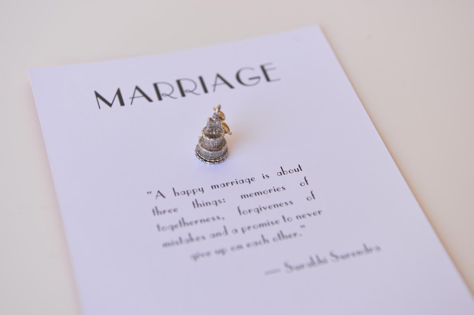 Silver wedding cake charm - MyBilletDoux.com