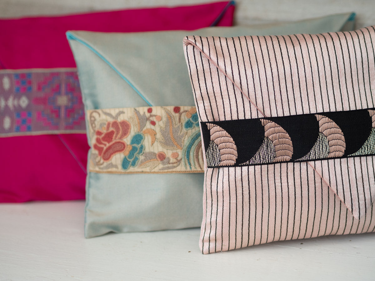 "Ottoman" stripe silk envelope cushion