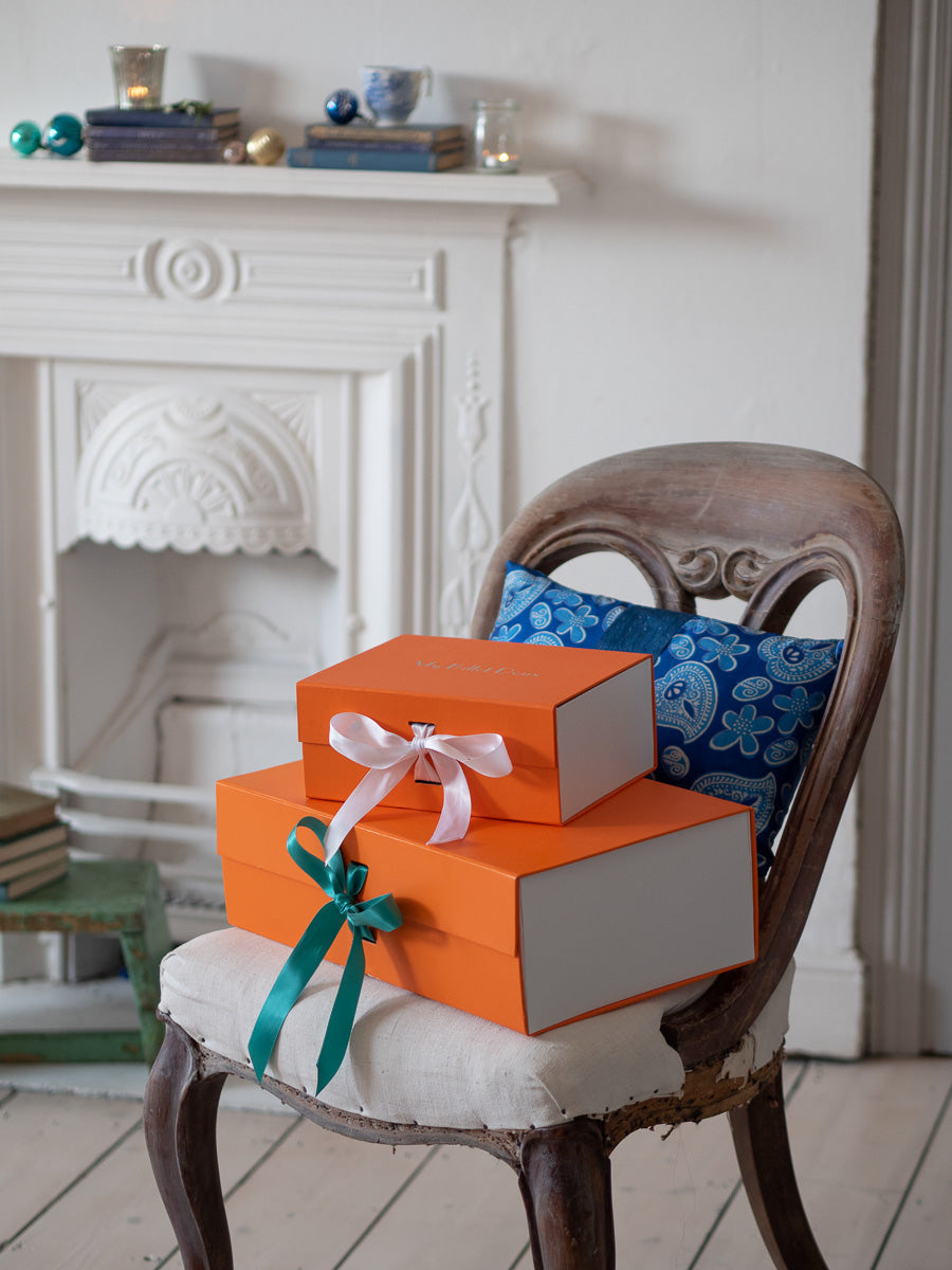 "Boteh" blue silk cushion