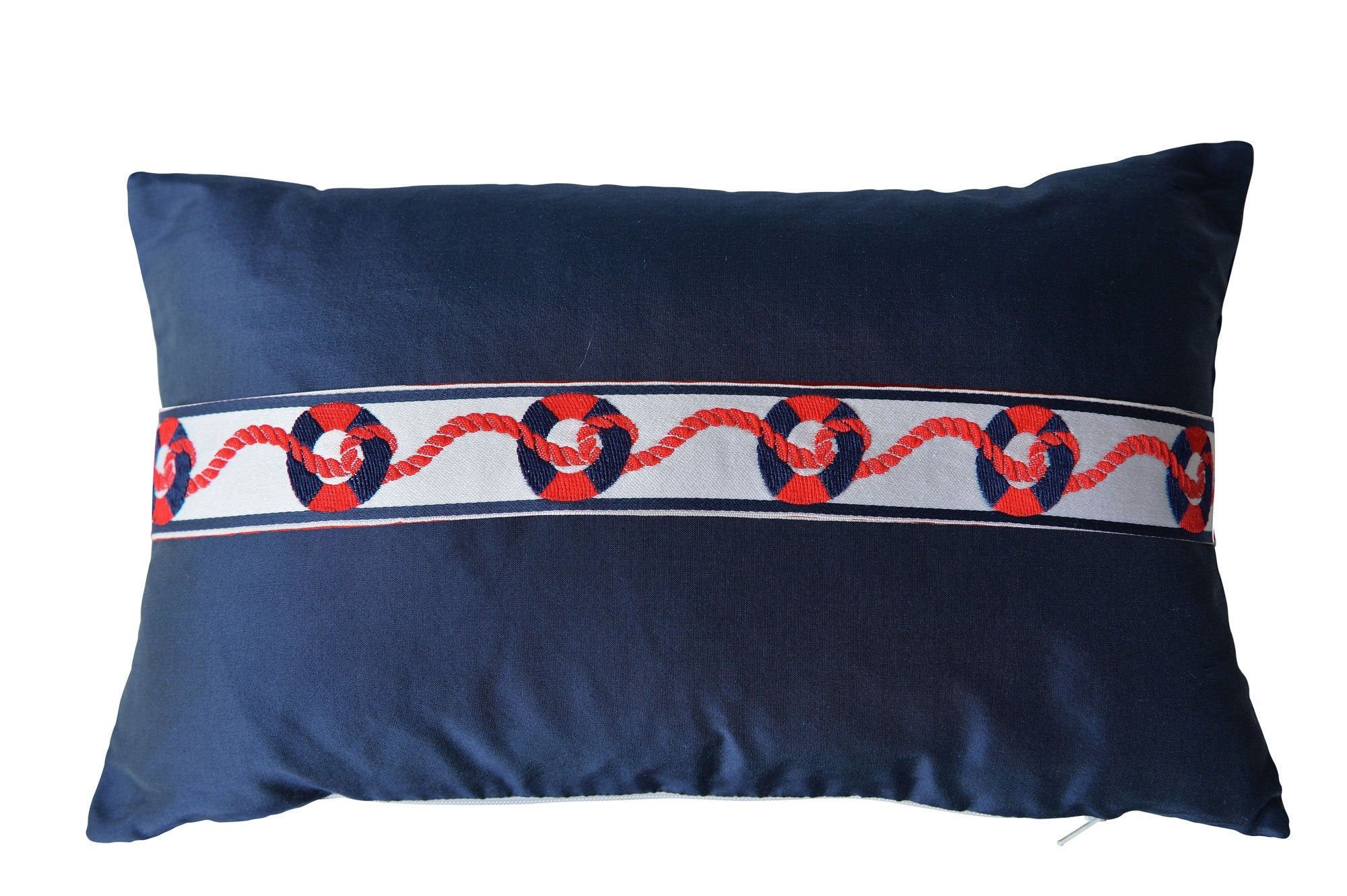 "Nautique" Wilhelm blue silk cushion - MyBilletDoux.com