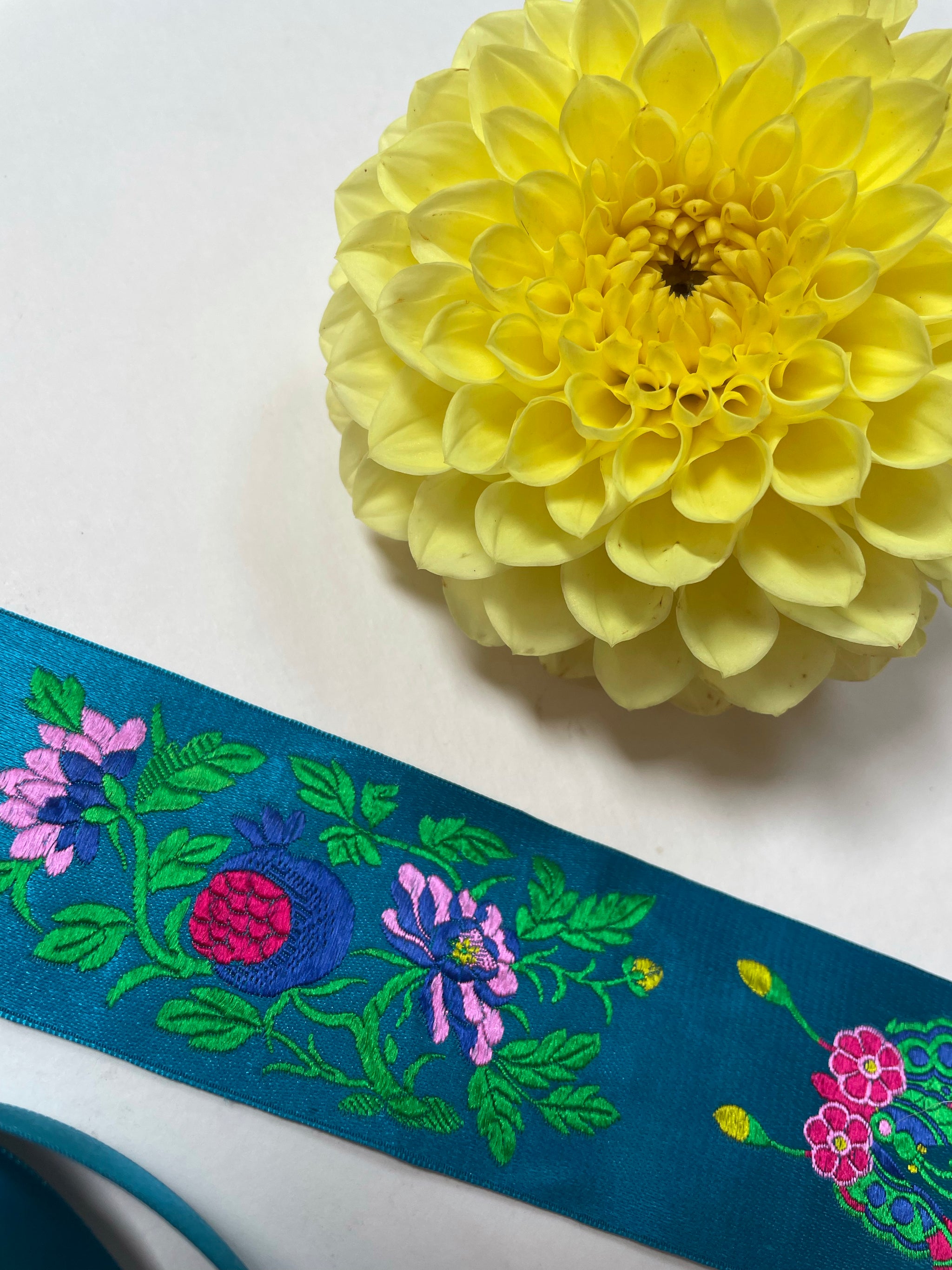 Silk ribbon duo teal