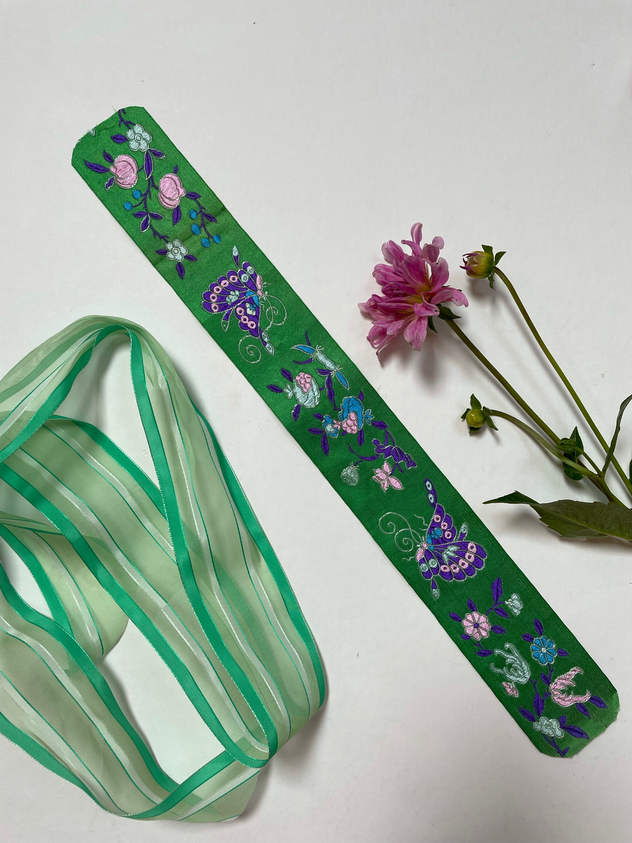 Silk ribbon duo Green