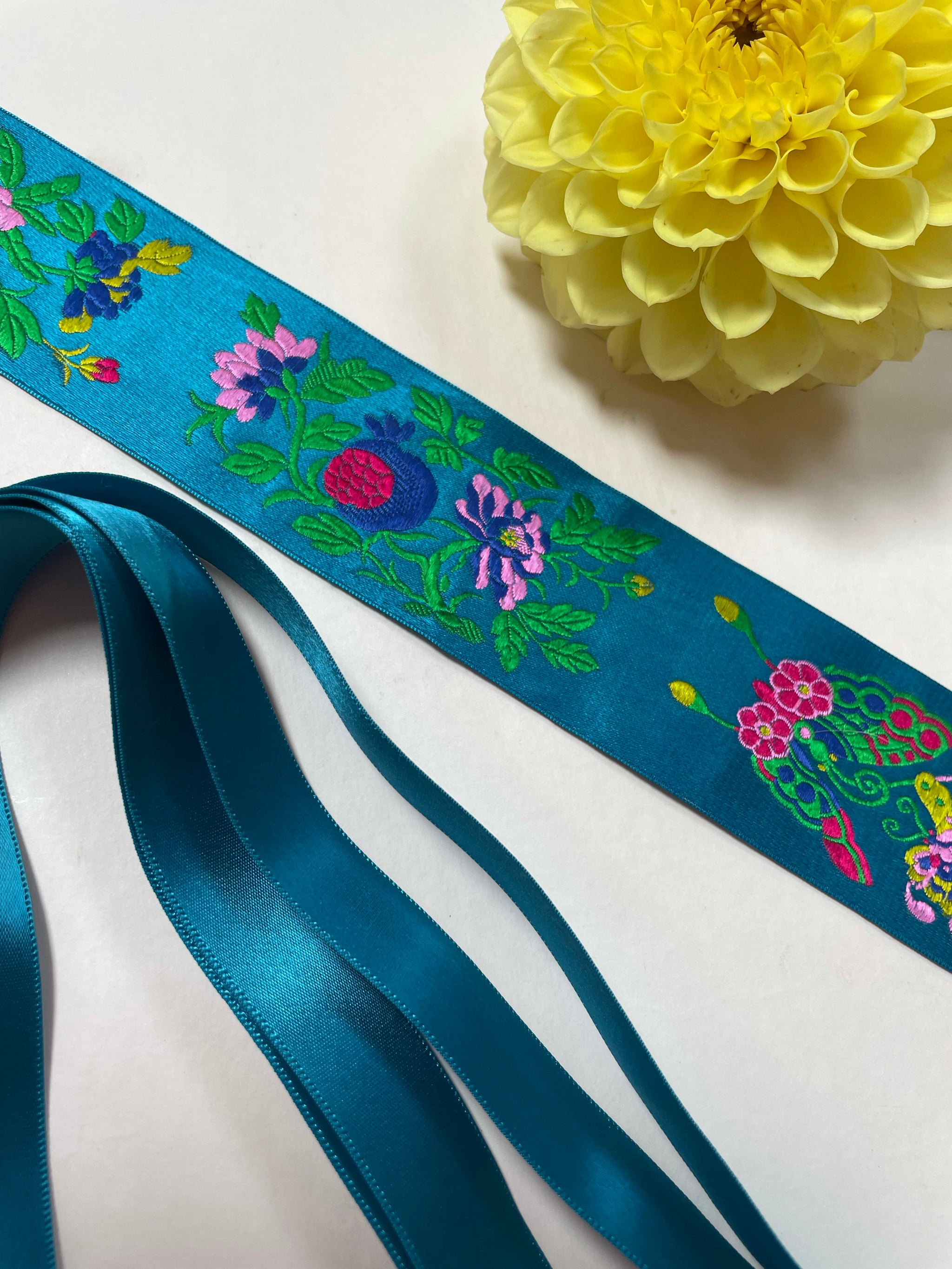 Silk ribbon duo teal