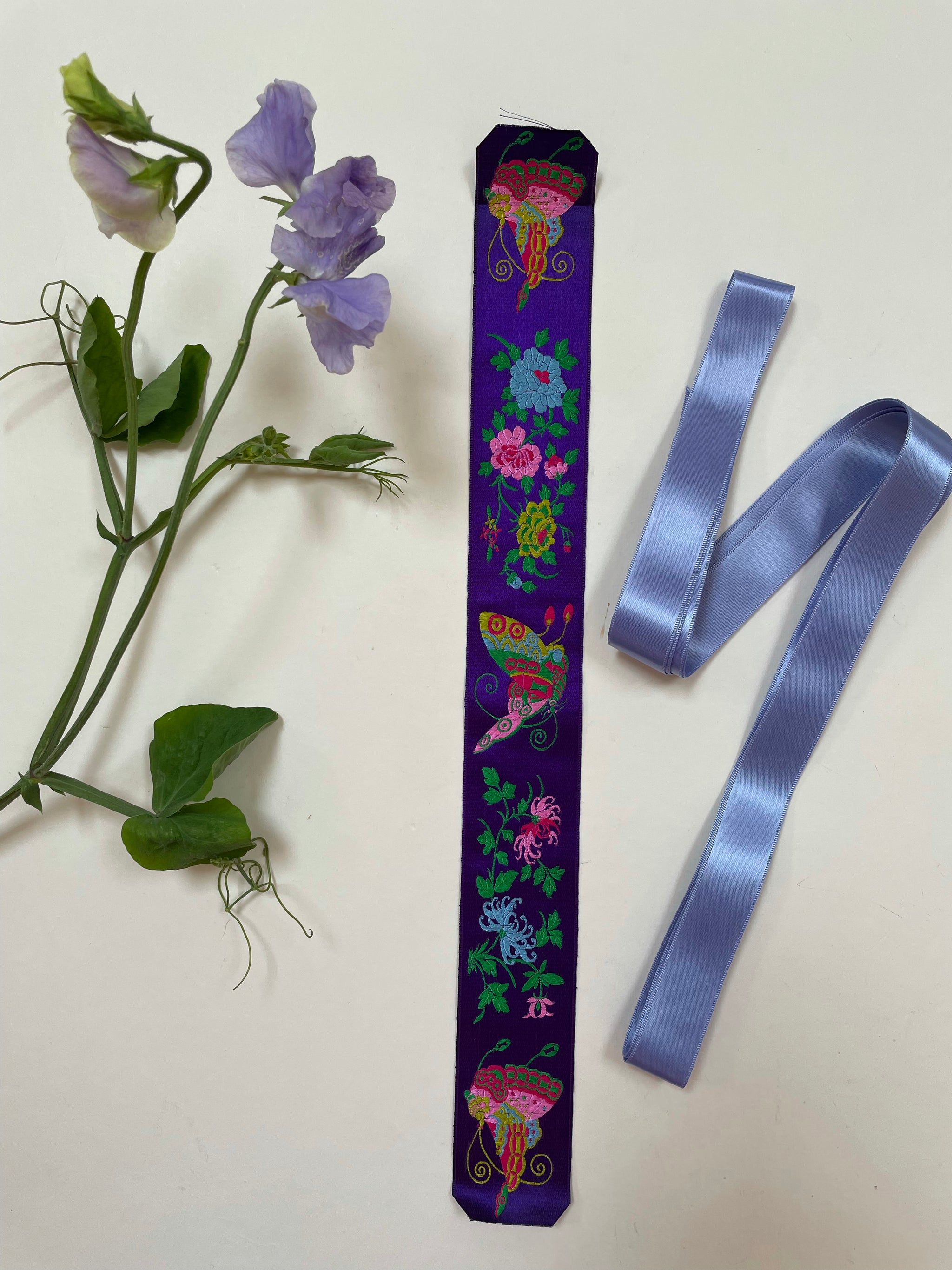 Silk ribbon duo purple
