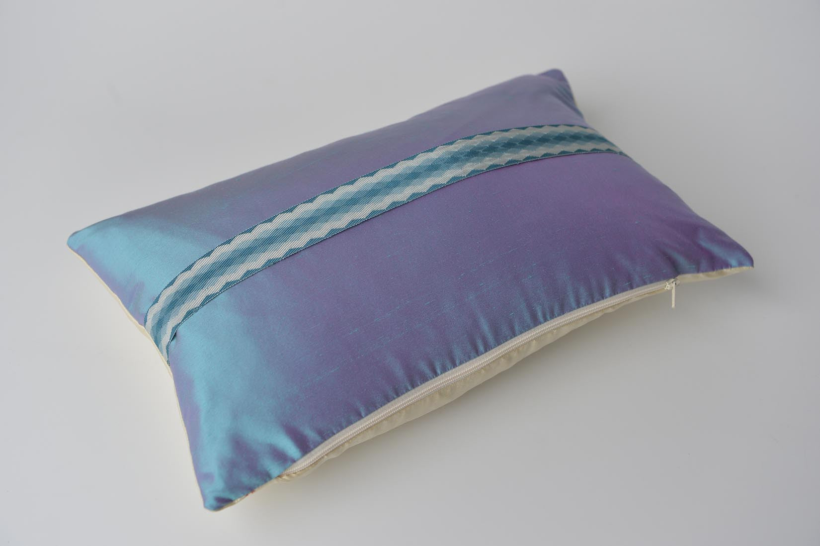 "Arlequin" Oasis blue silk cushion - MyBilletDoux.com