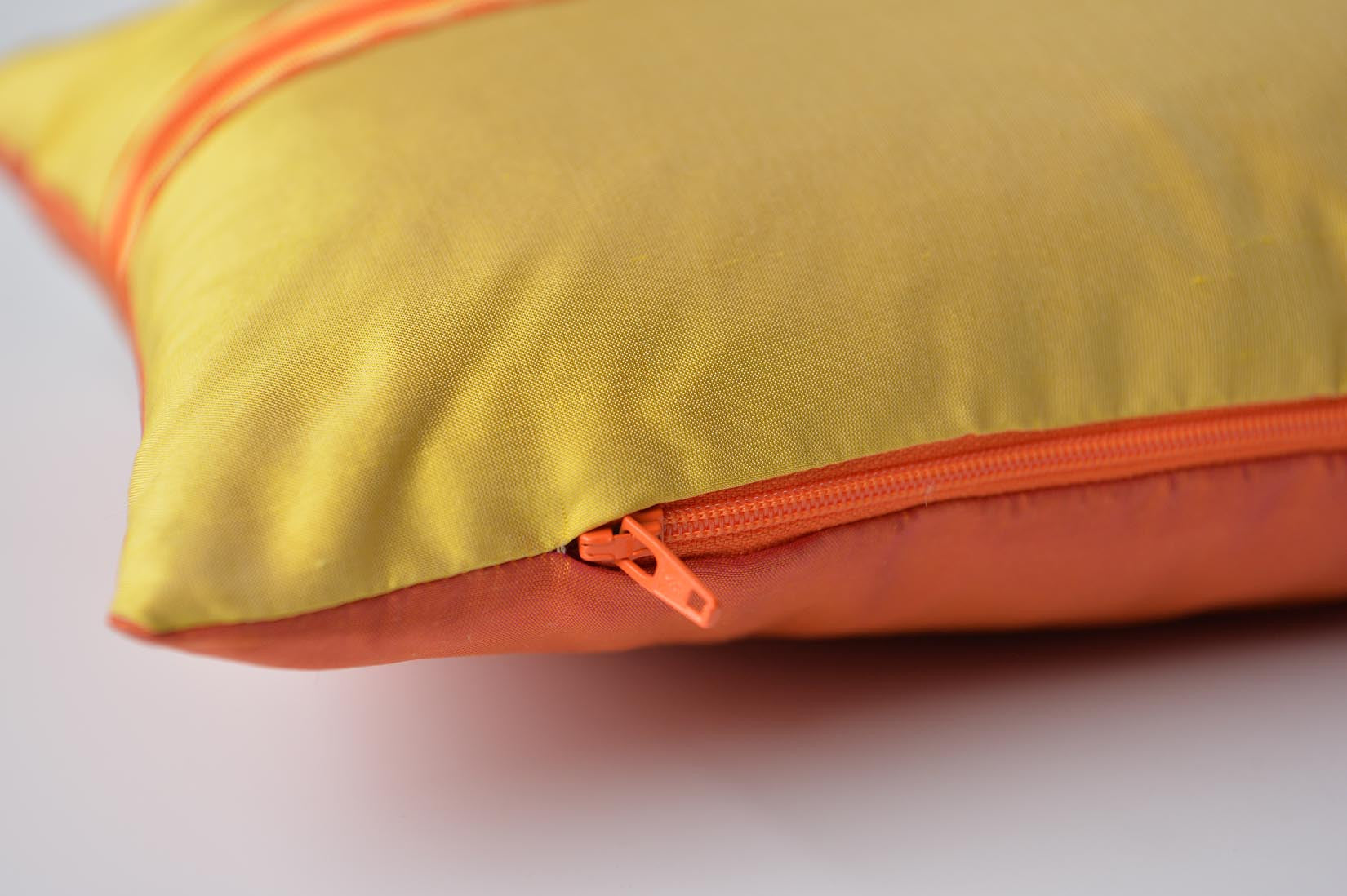 "Arlequin" Marigold yellow silk cushion - MyBilletDoux.com