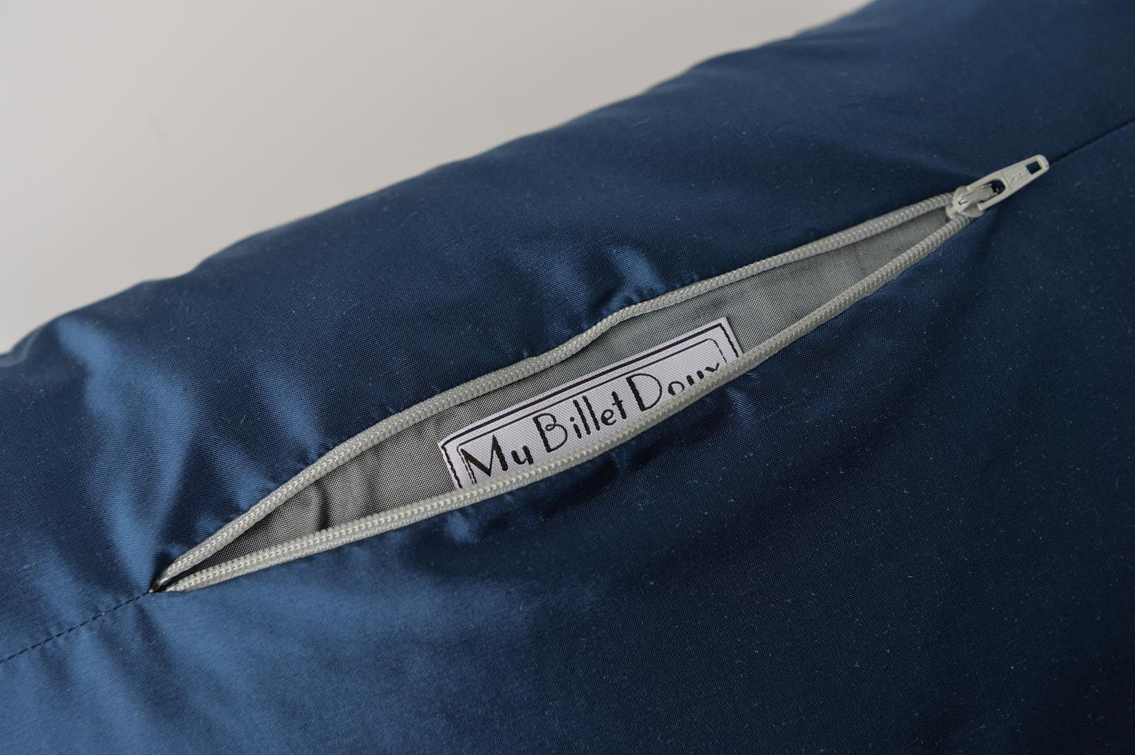 "Arlequin" Insignia blue silk cushion - MyBilletDoux.com