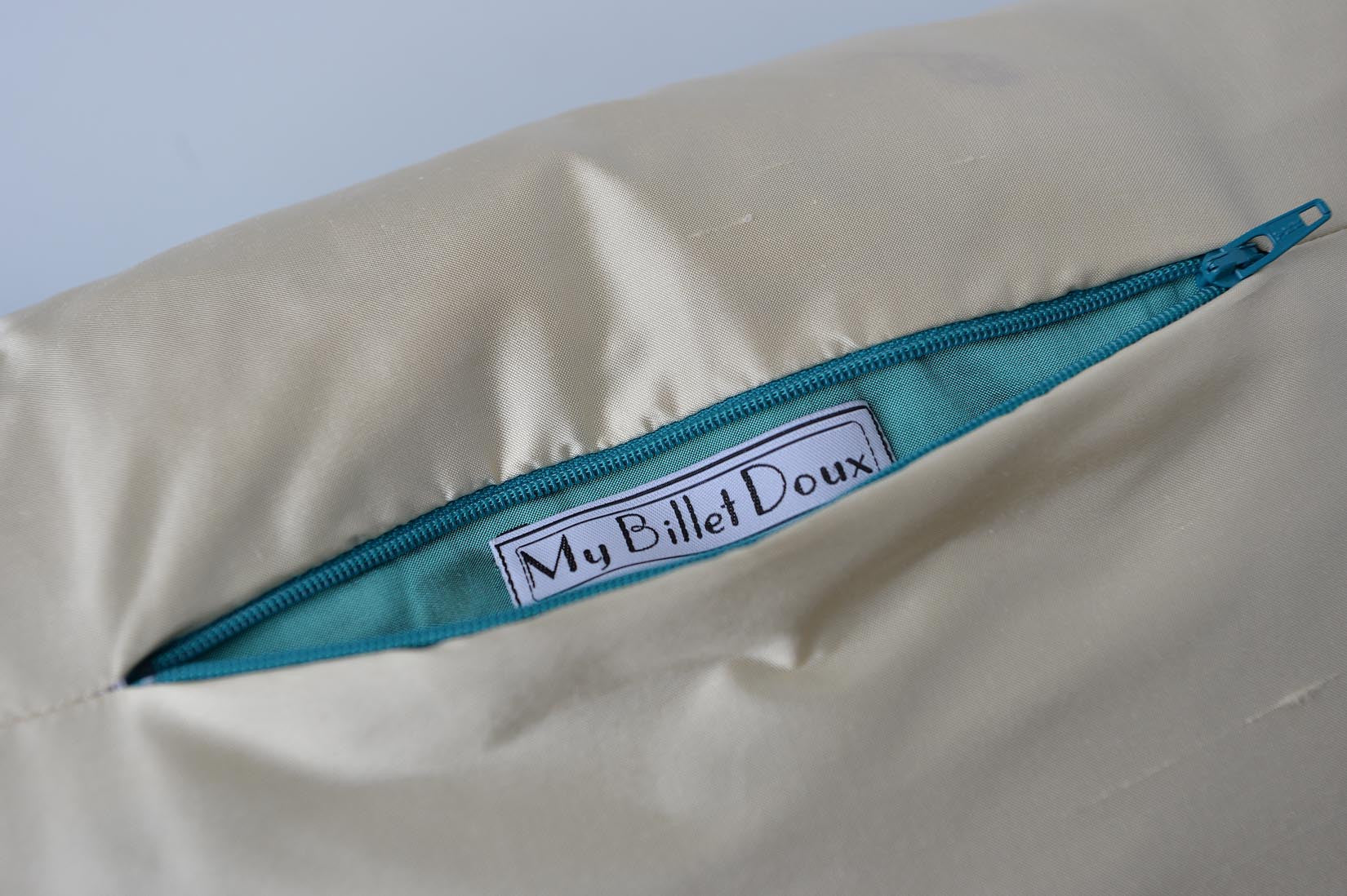 "Arlequin" Elfin blue silk cushion - MyBilletDoux.com