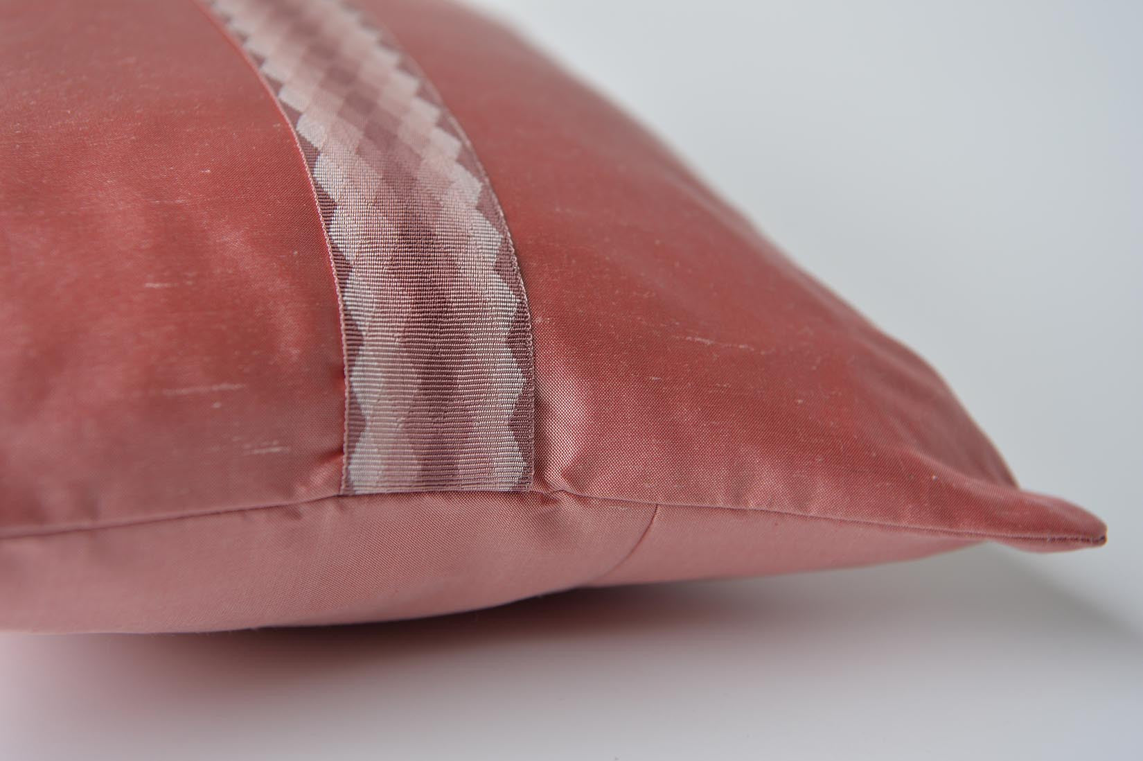 "Arlequin" Blush pink silk cushion - MyBilletDoux.com