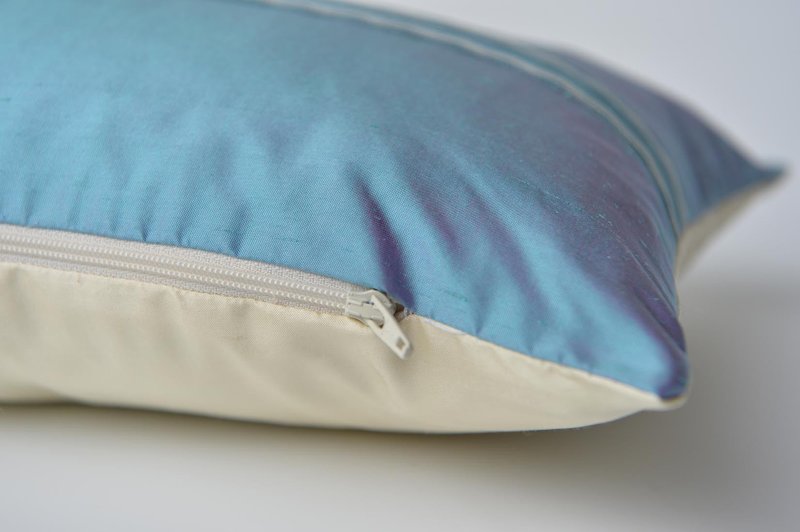 "Arlequin" Oasis blue silk cushion - MyBilletDoux.com