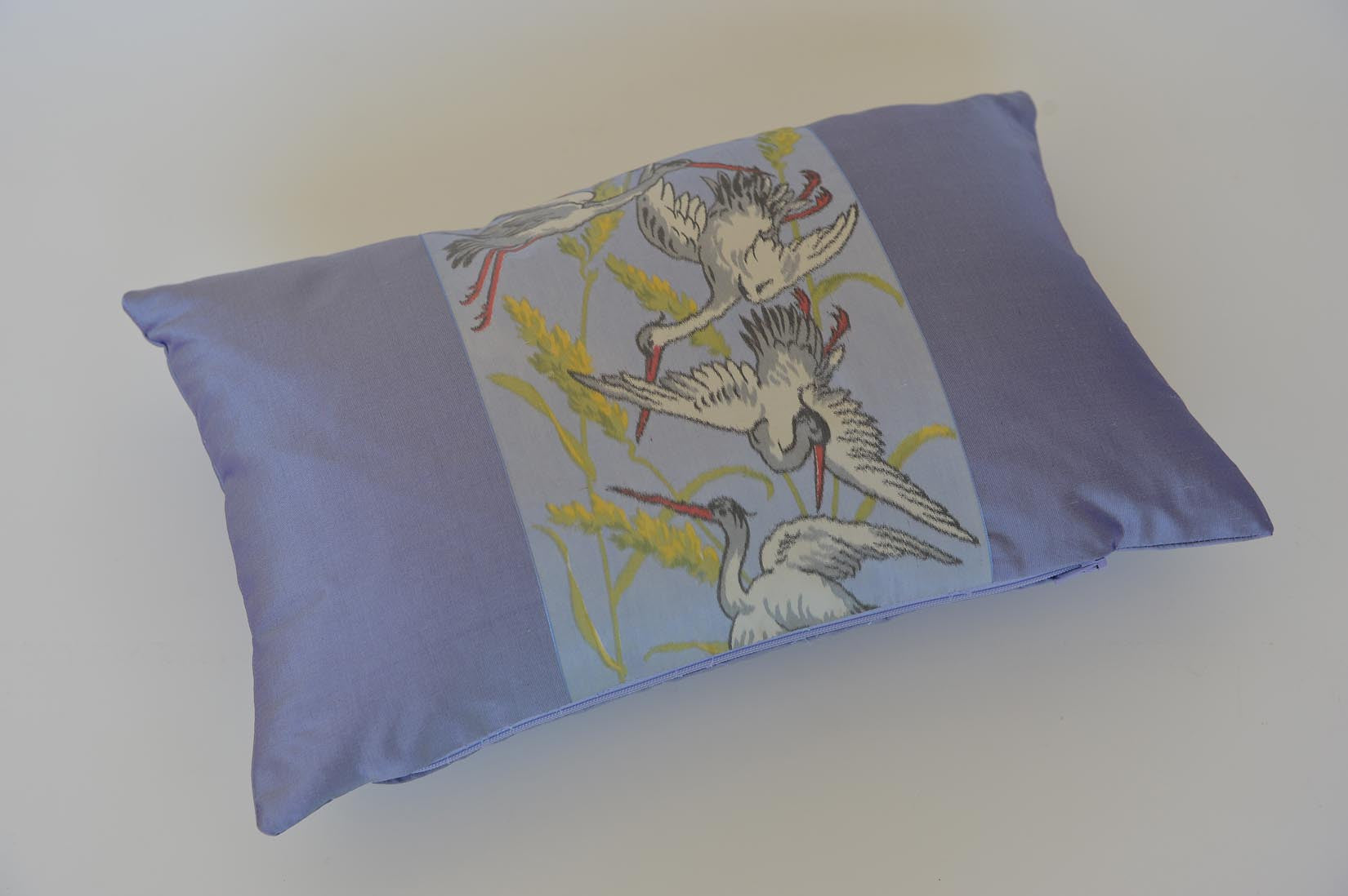"Cigogne" Amethyst purple silk cushion - MyBilletDoux.com