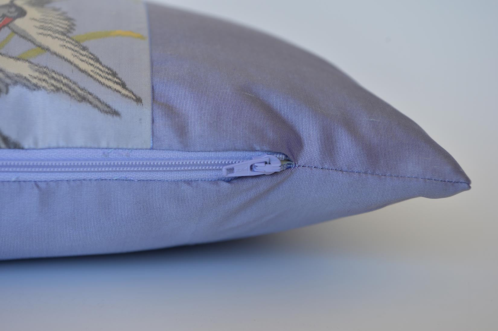 "Cigogne" Amethyst purple silk cushion - MyBilletDoux.com