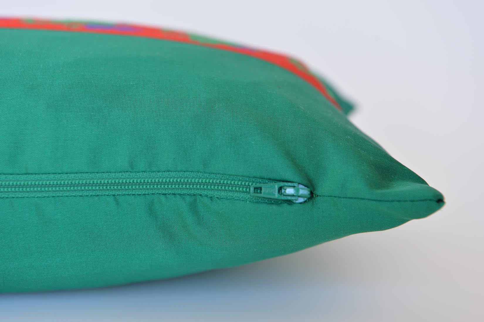 "Raisins" Bond green silk cushion - MyBilletDoux.com