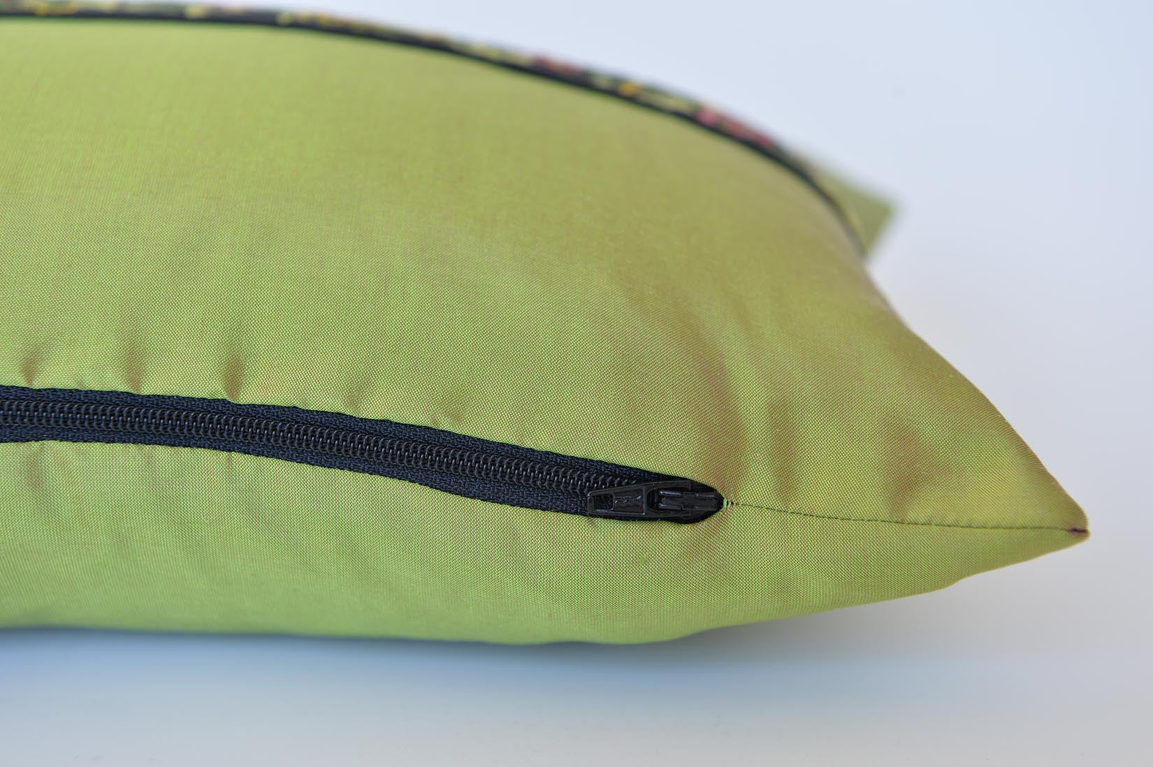 "Rose" Cactus green silk cushion - MyBilletDoux.com