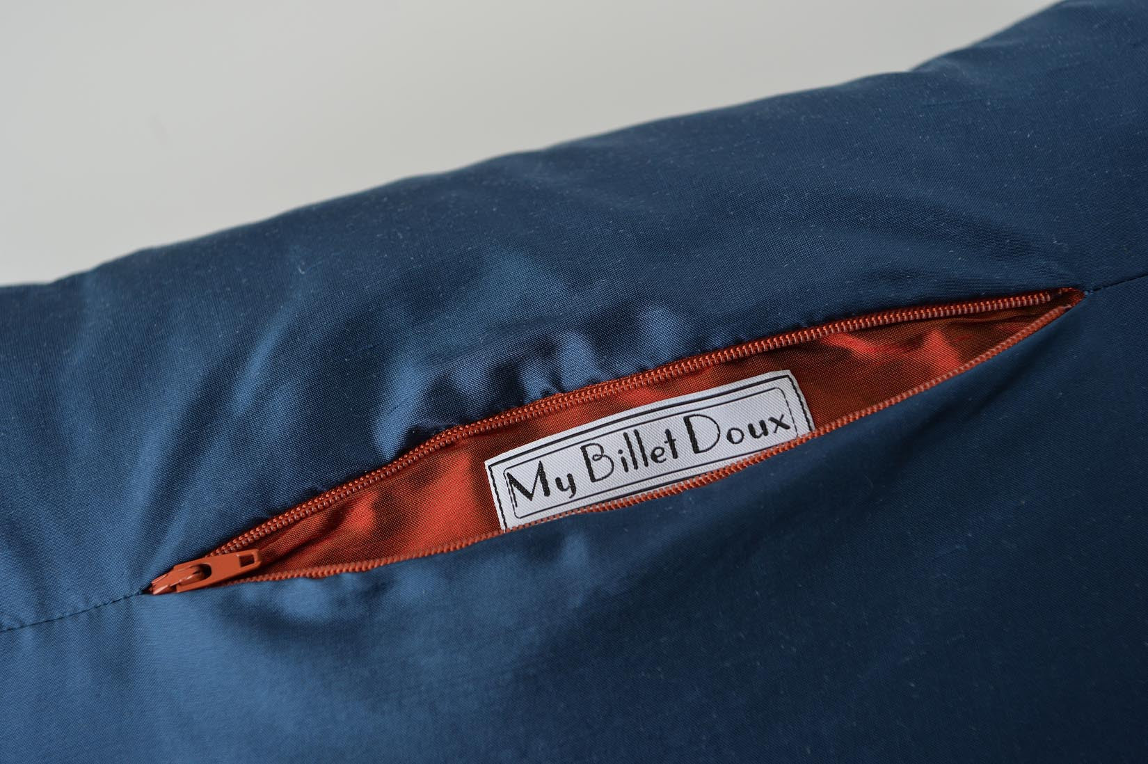 "Bandeau" Insignia blue silk cushion - MyBilletDoux.com
