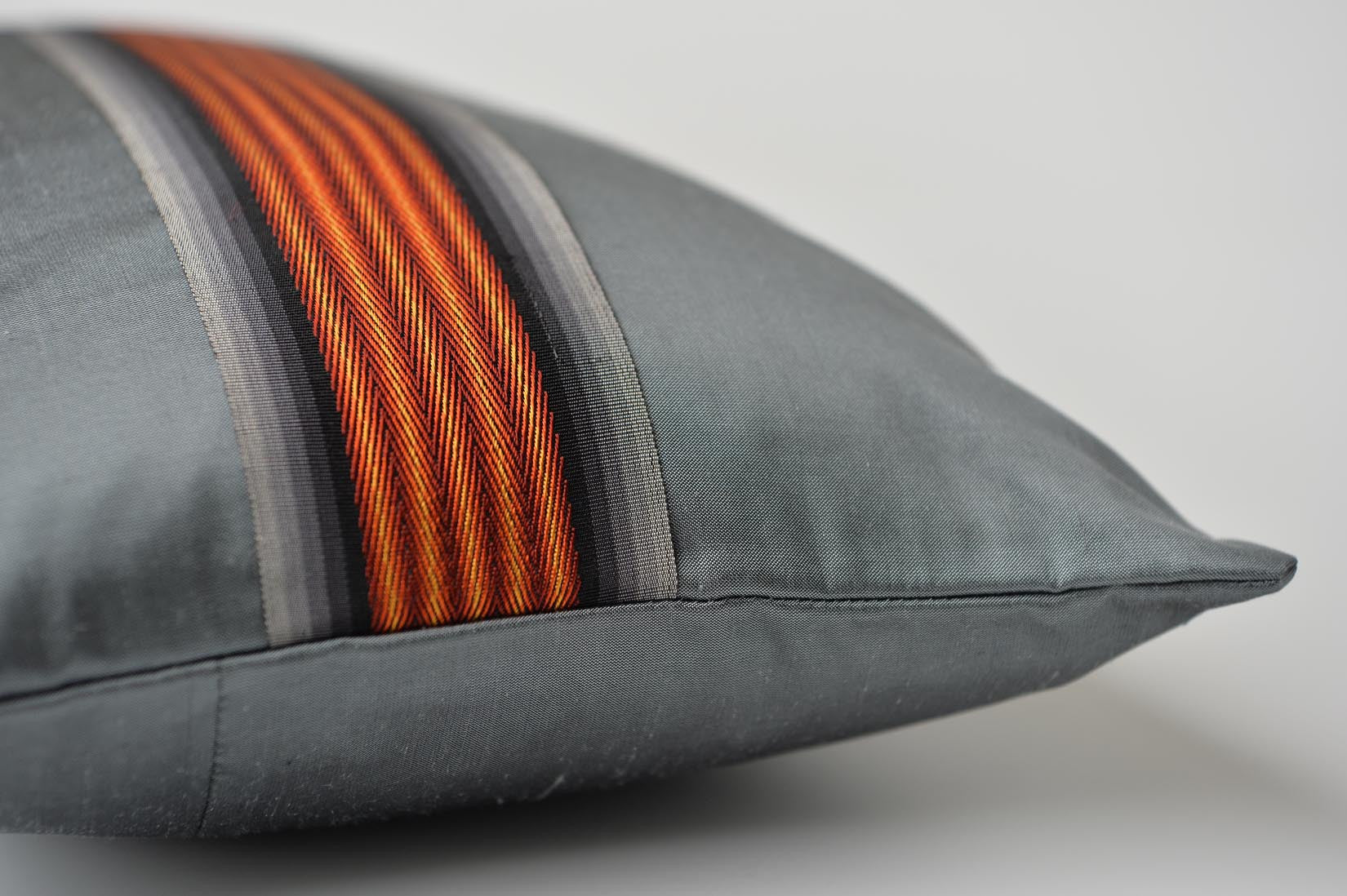 "Bandeau" Slate grey silk cushion - MyBilletDoux.com