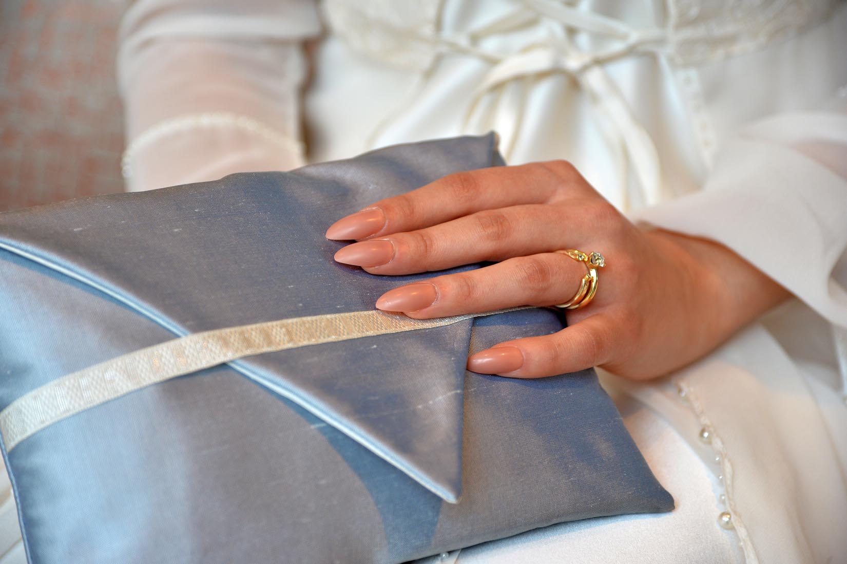 Brocade lunar grey silk envelope cushion - MyBilletDoux.com