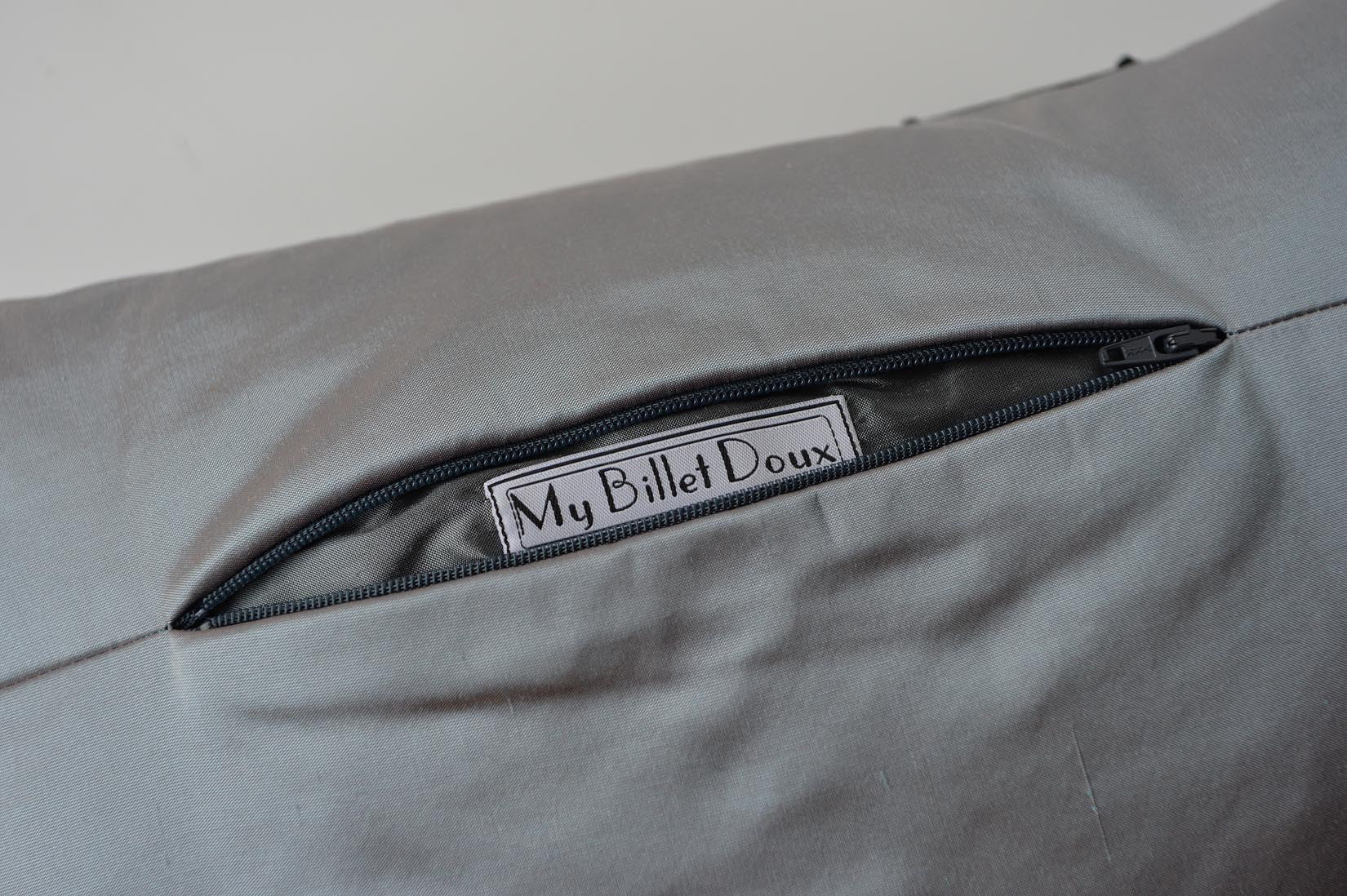 "Echelle" Lunar grey silk cushion - MyBilletDoux.com