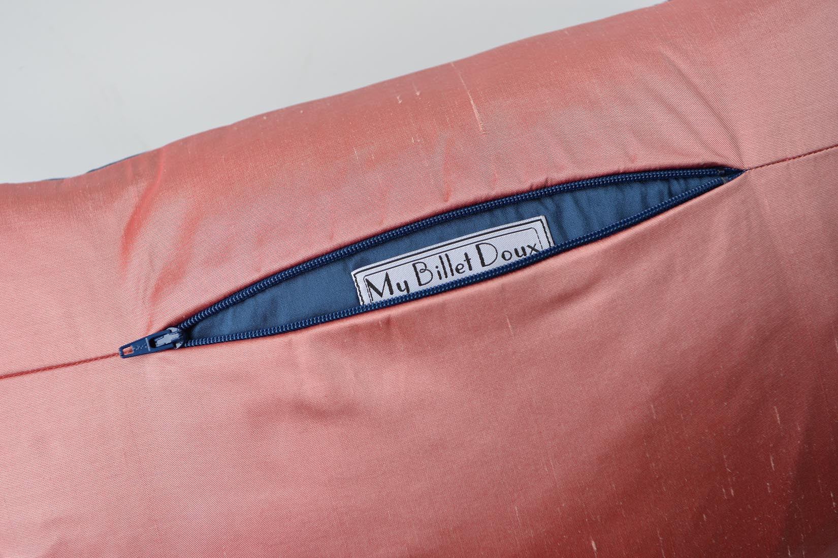 "Ligne" Insignia blue silk cushion - MyBilletDoux.com