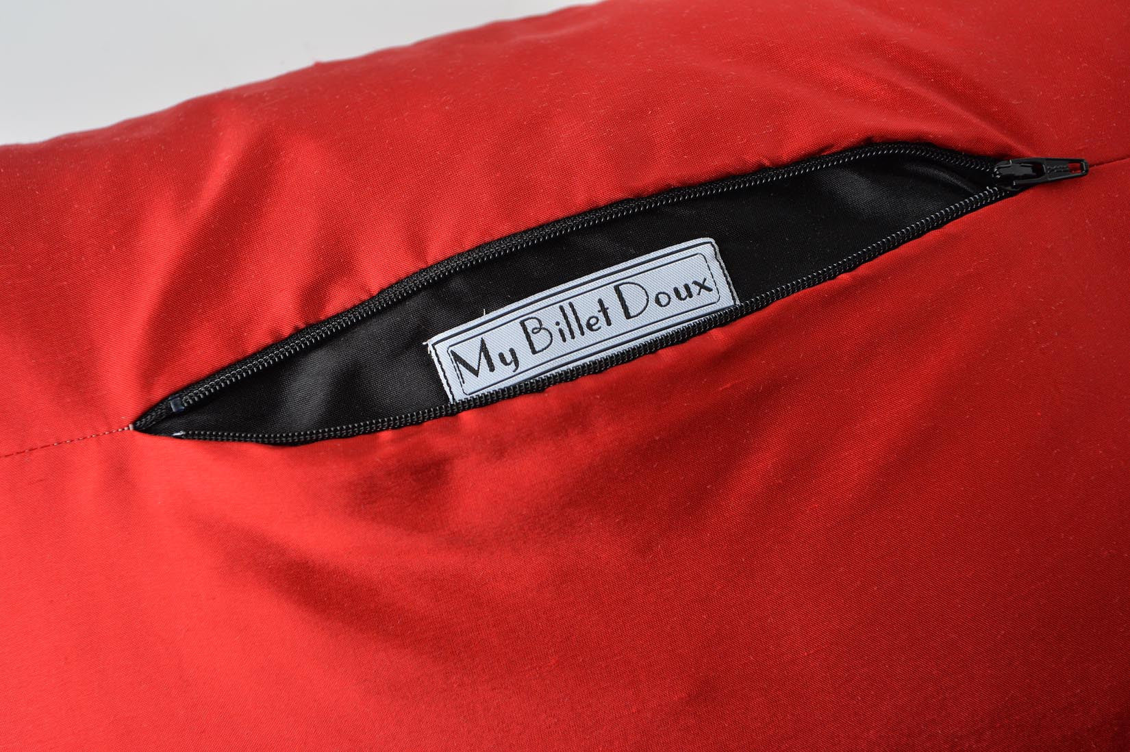 "Echelle" Ruby red silk cushion - MyBilletDoux.com