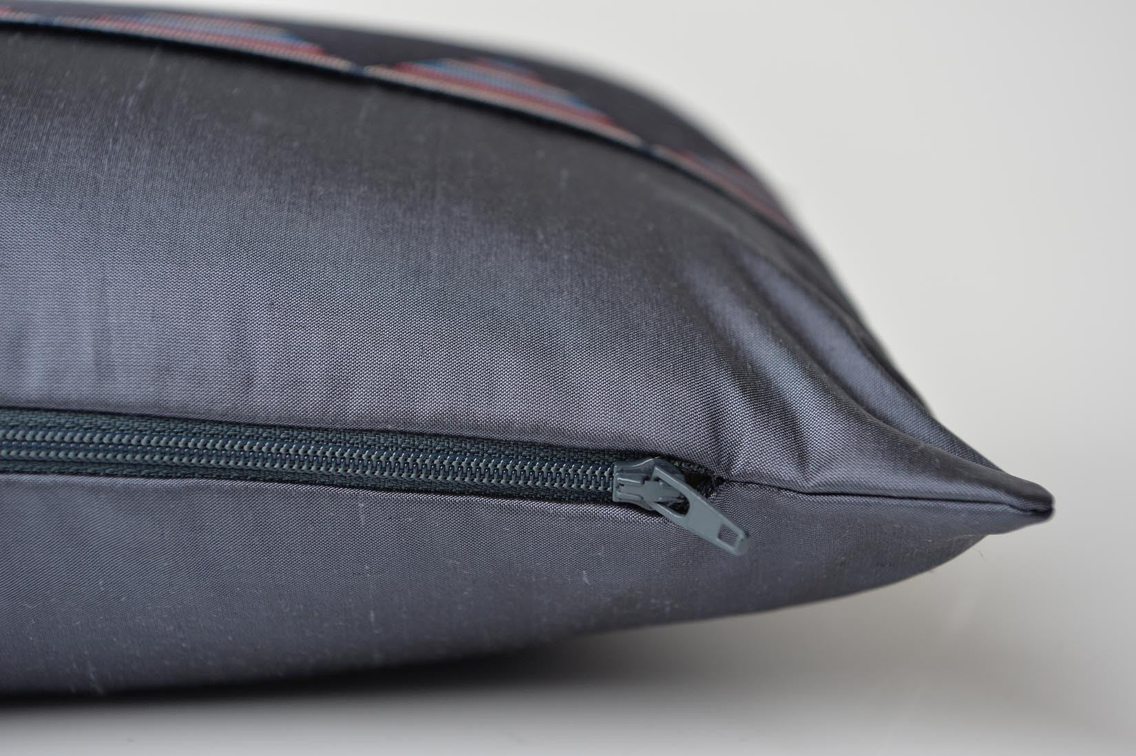 "ZigZag" Gunmetal grey silk cushion - MyBilletDoux.com