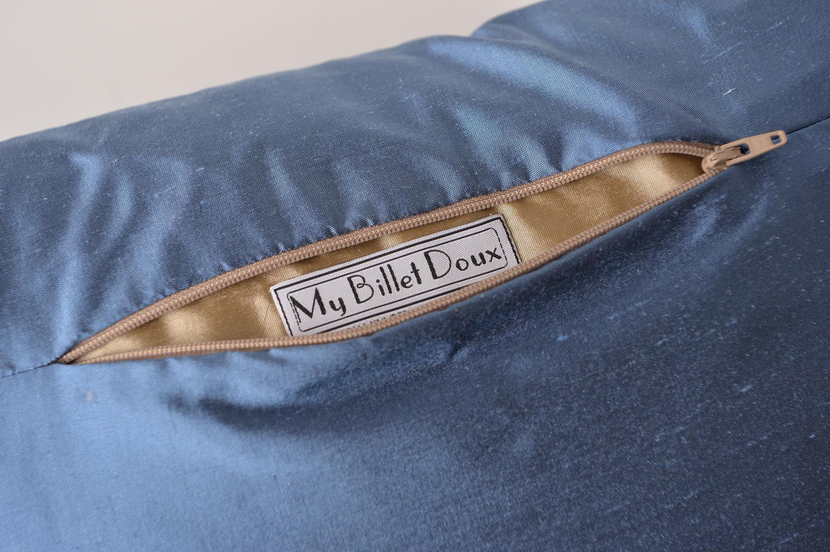 "Bandeau" Rivera blue silk cushion - MyBilletDoux.com
