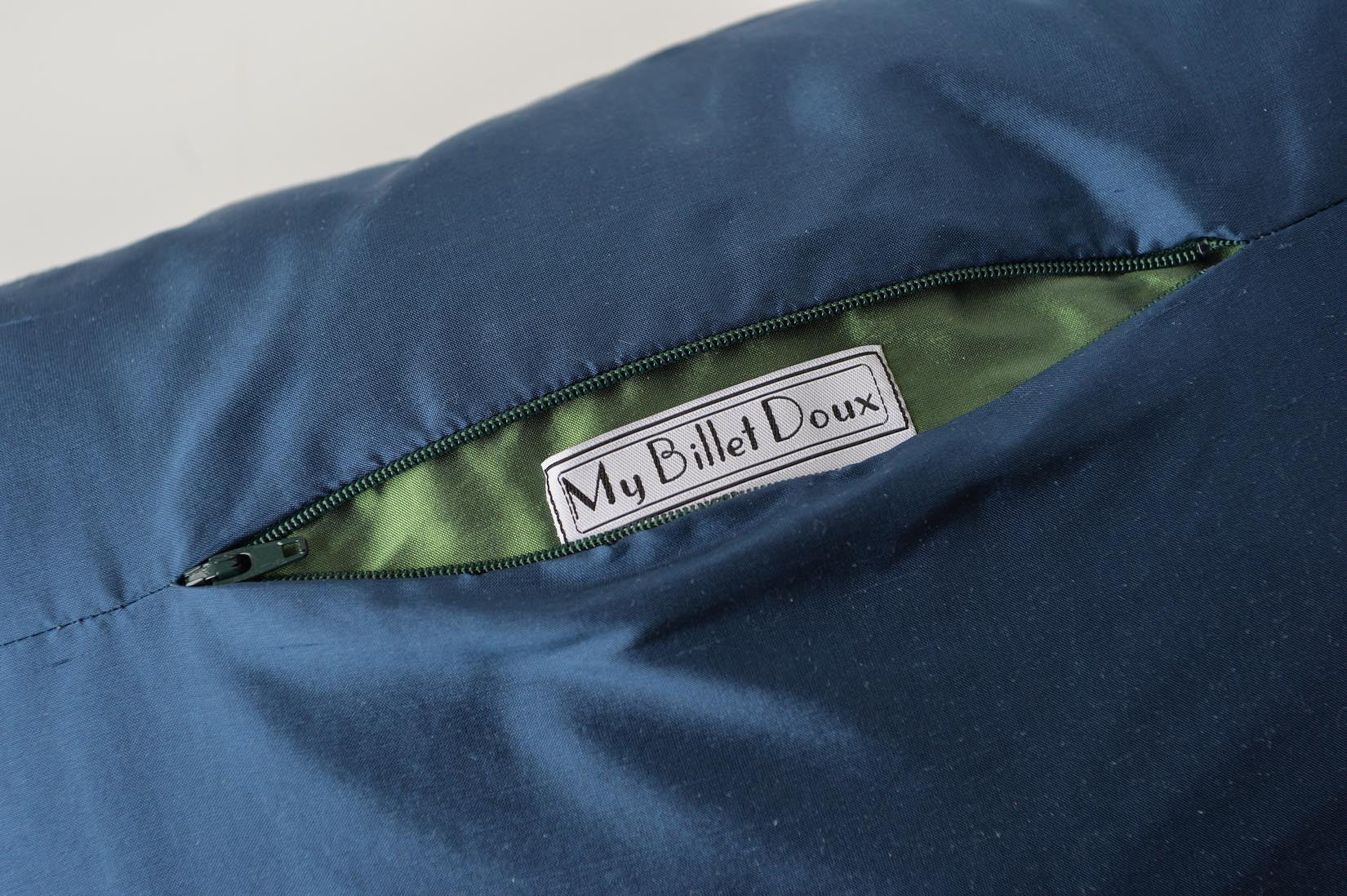 "Ligne" Insignia blue silk cushion - MyBilletDoux.com