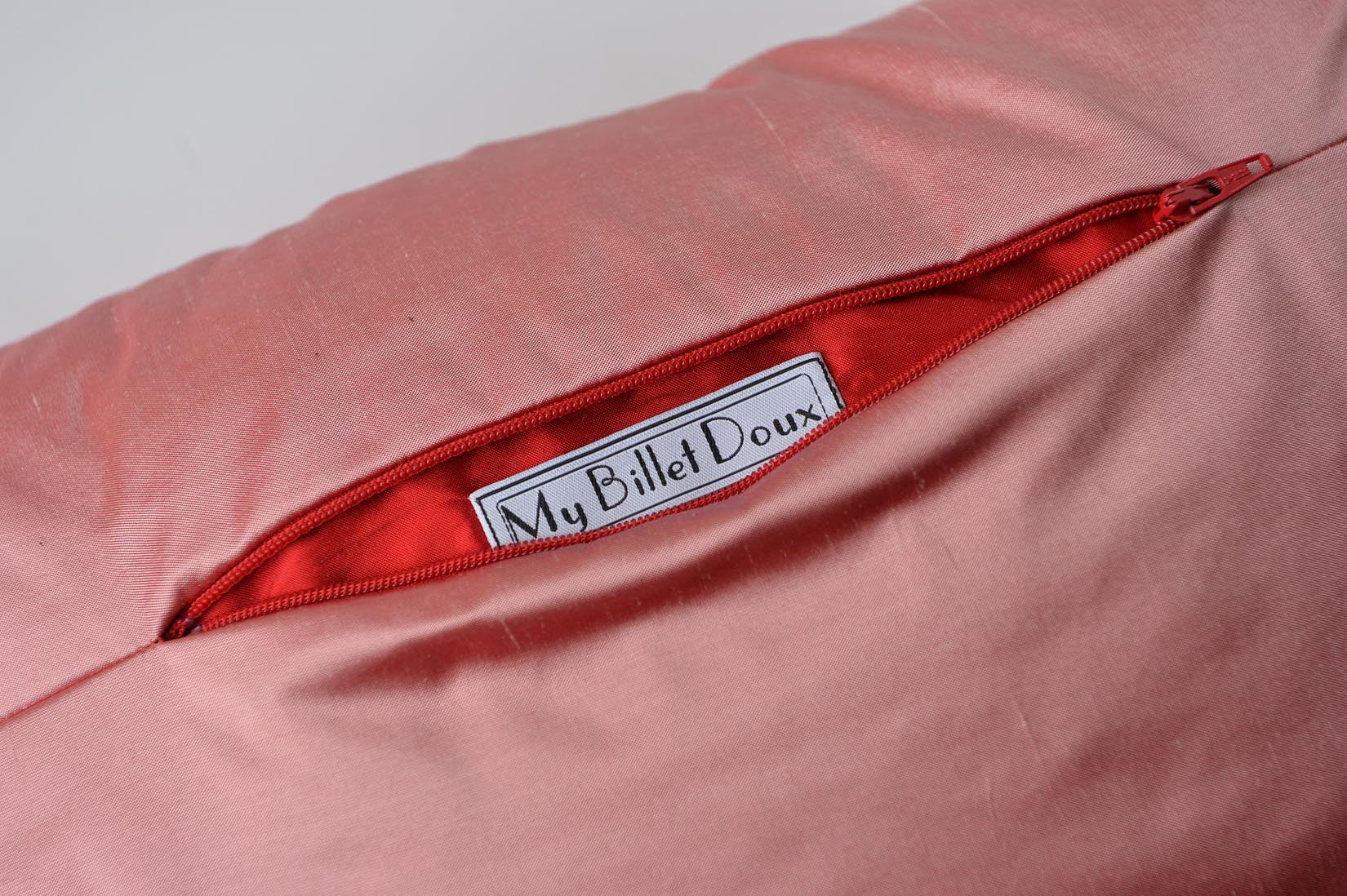 "Pensée" Ruby red silk cushion - MyBilletDoux.com