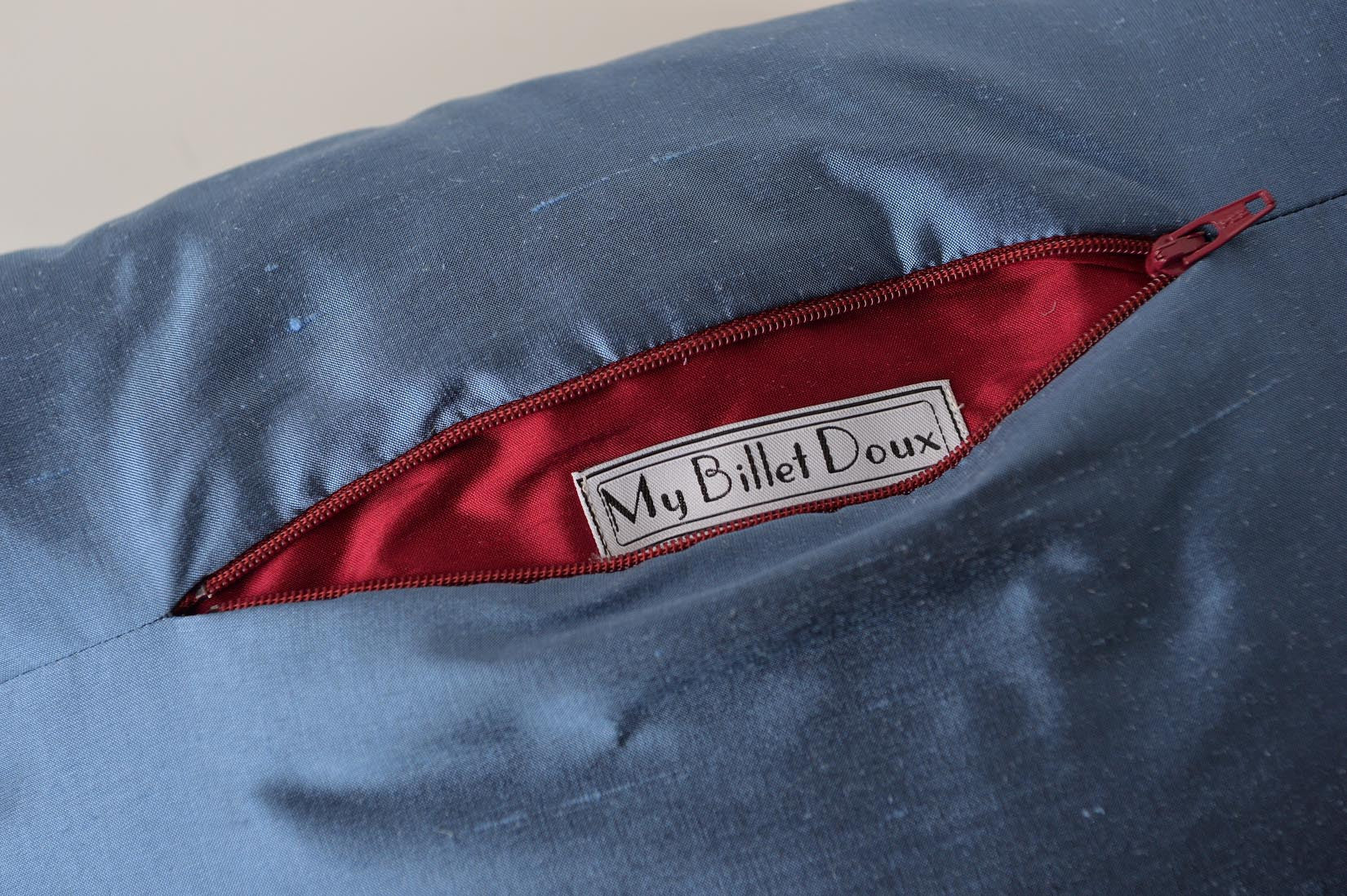 "ZigZag" Rivera blue silk cushion - MyBilletDoux.com