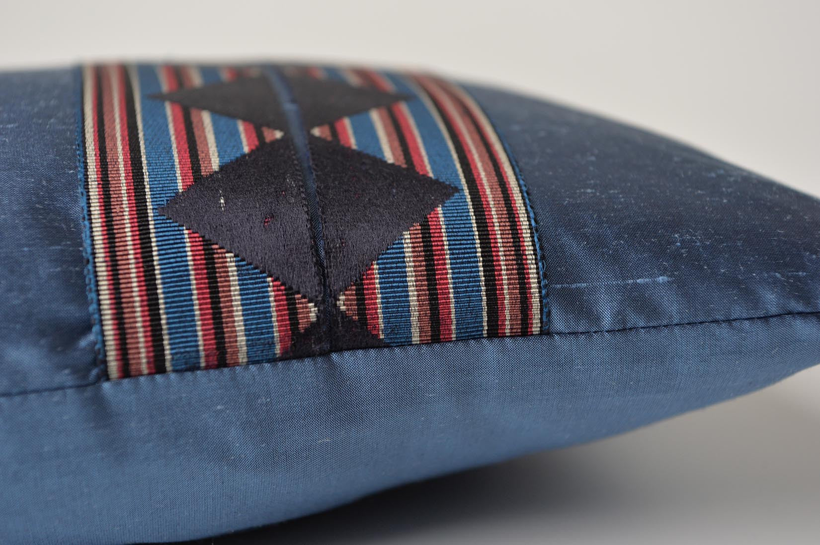"ZigZag" Rivera blue silk cushion - MyBilletDoux.com